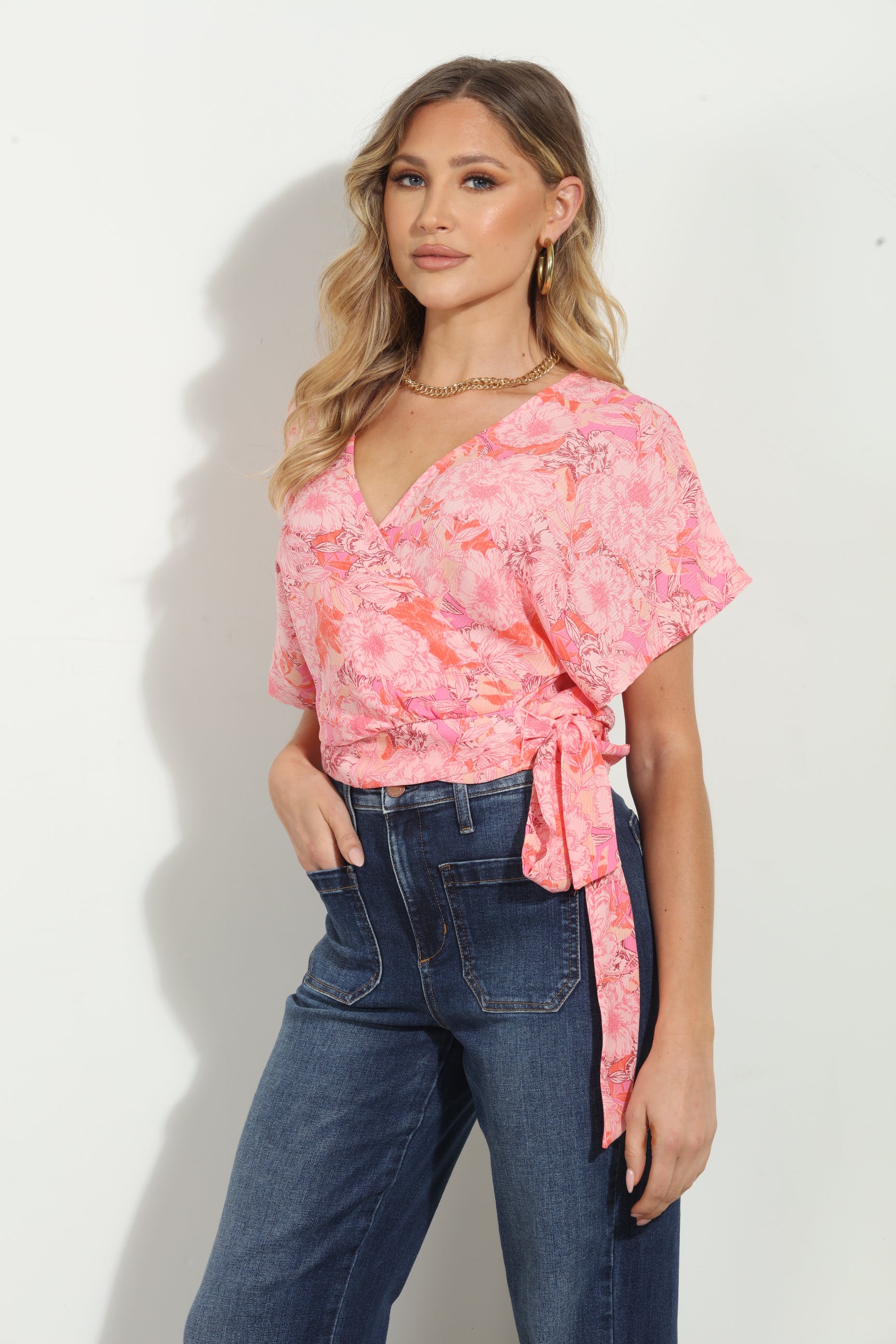 Nikolina Mom Cropped Wrap Top