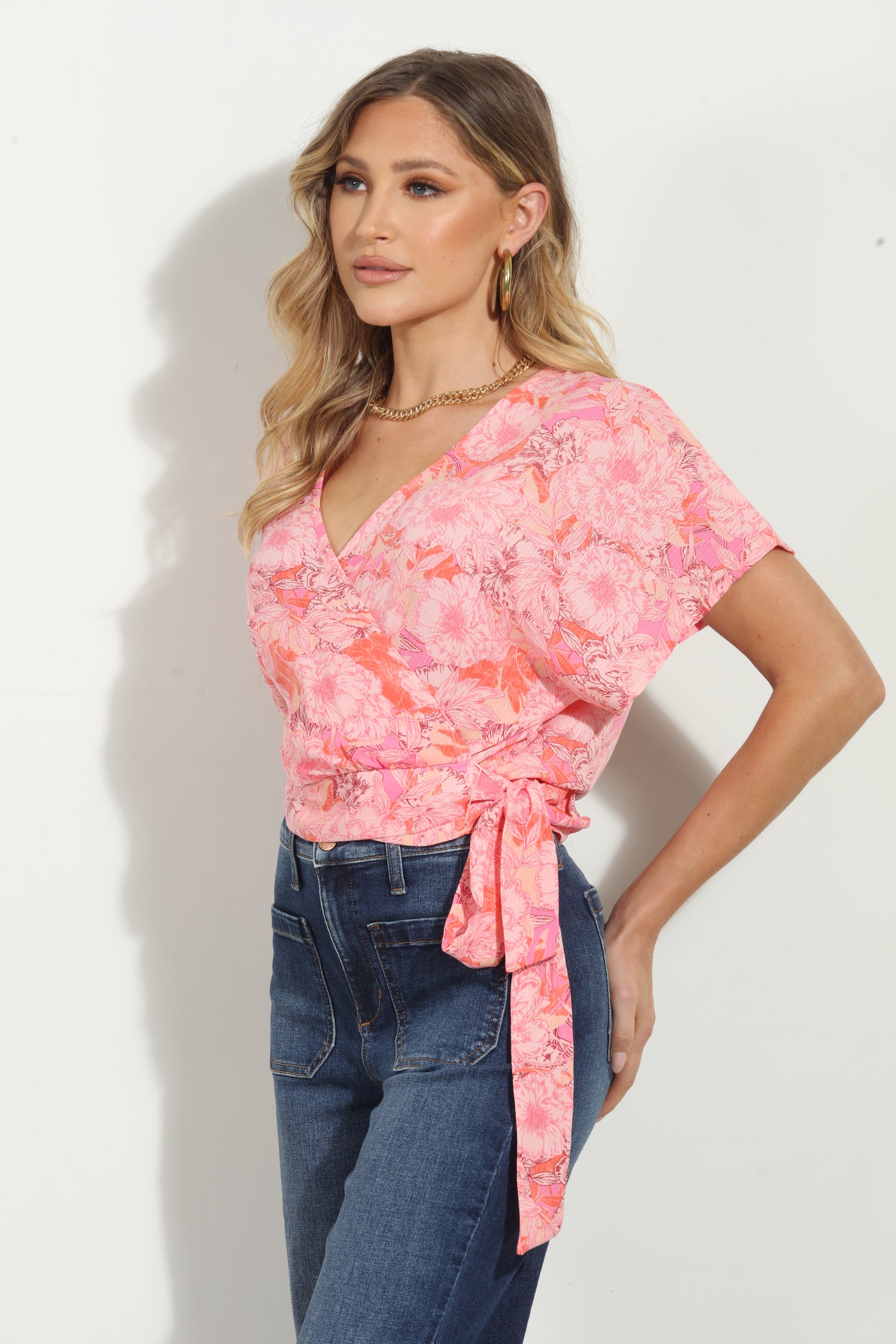 Nikolina Mom Cropped Wrap Top