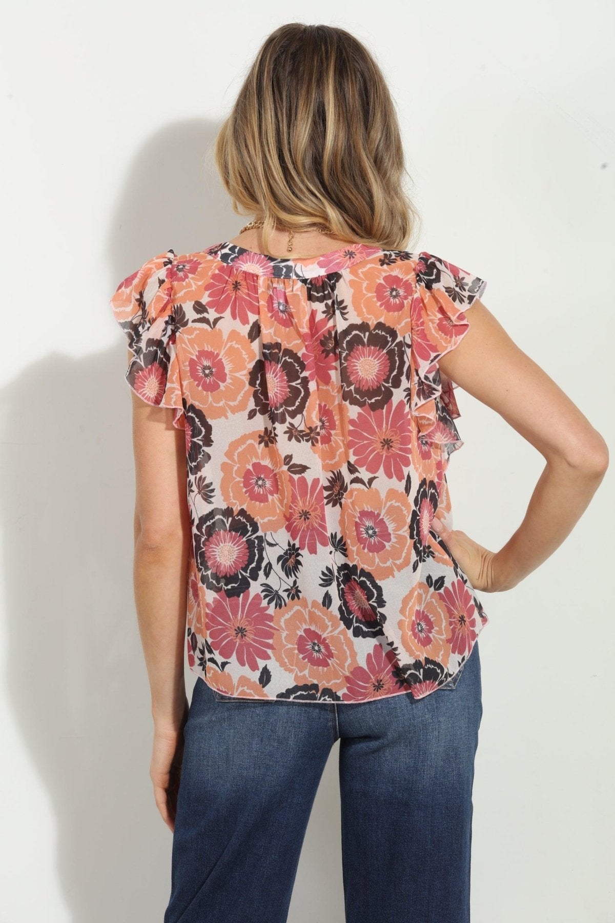 Lucy Chiffon Split Neck Top-FINAL SALE