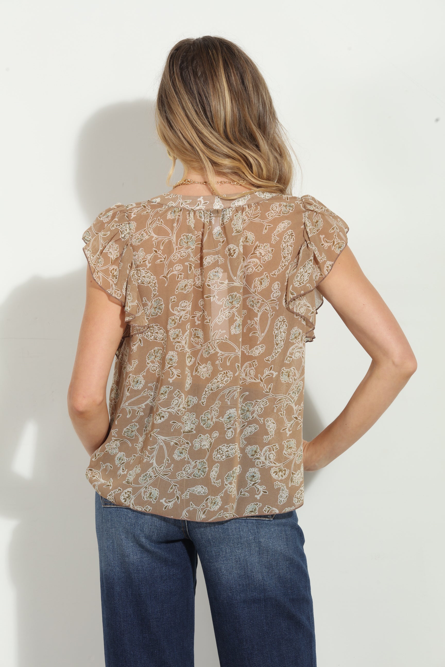 Carol Chiffon Split Neck Top