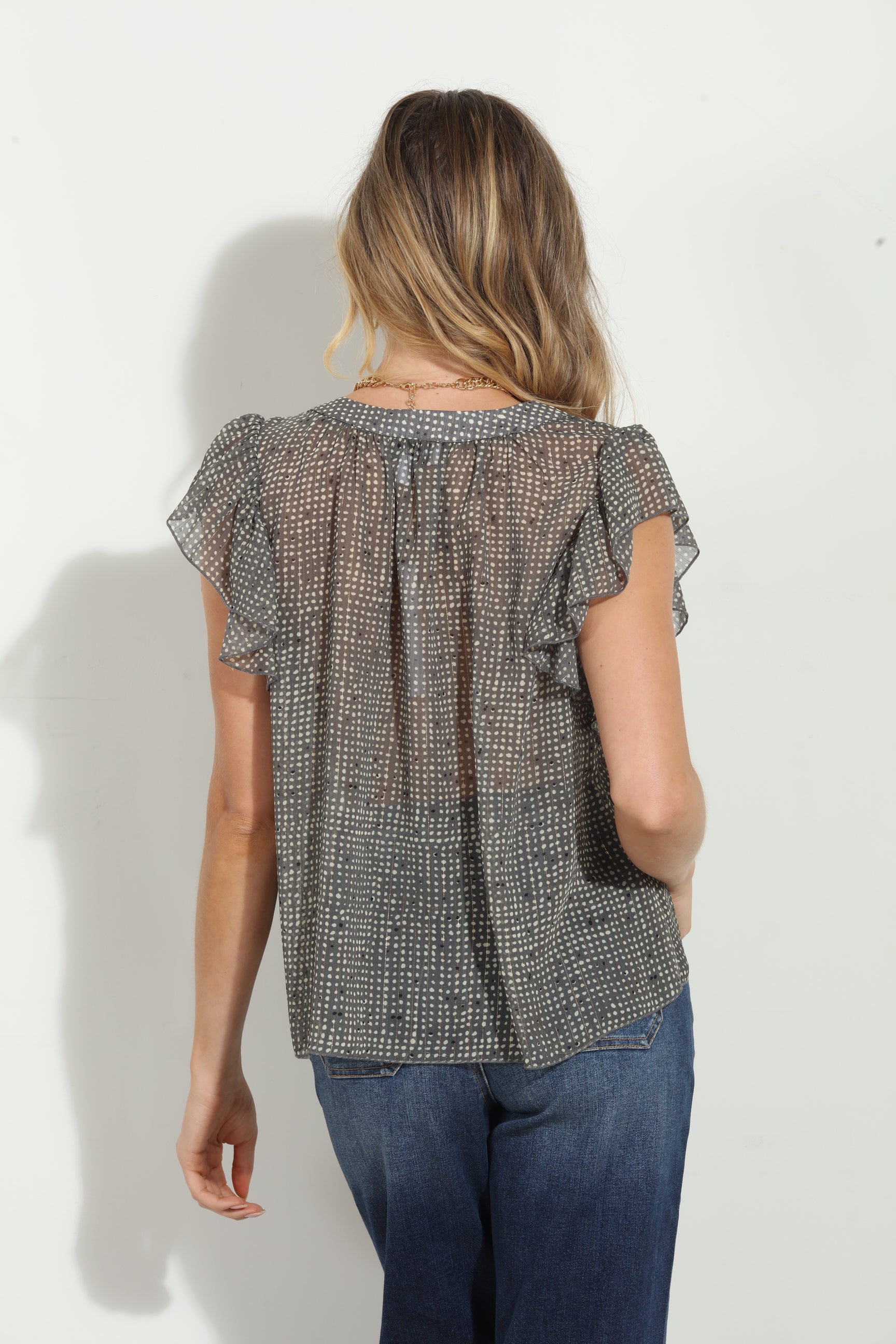 Dayna Chiffon Split Neck Top