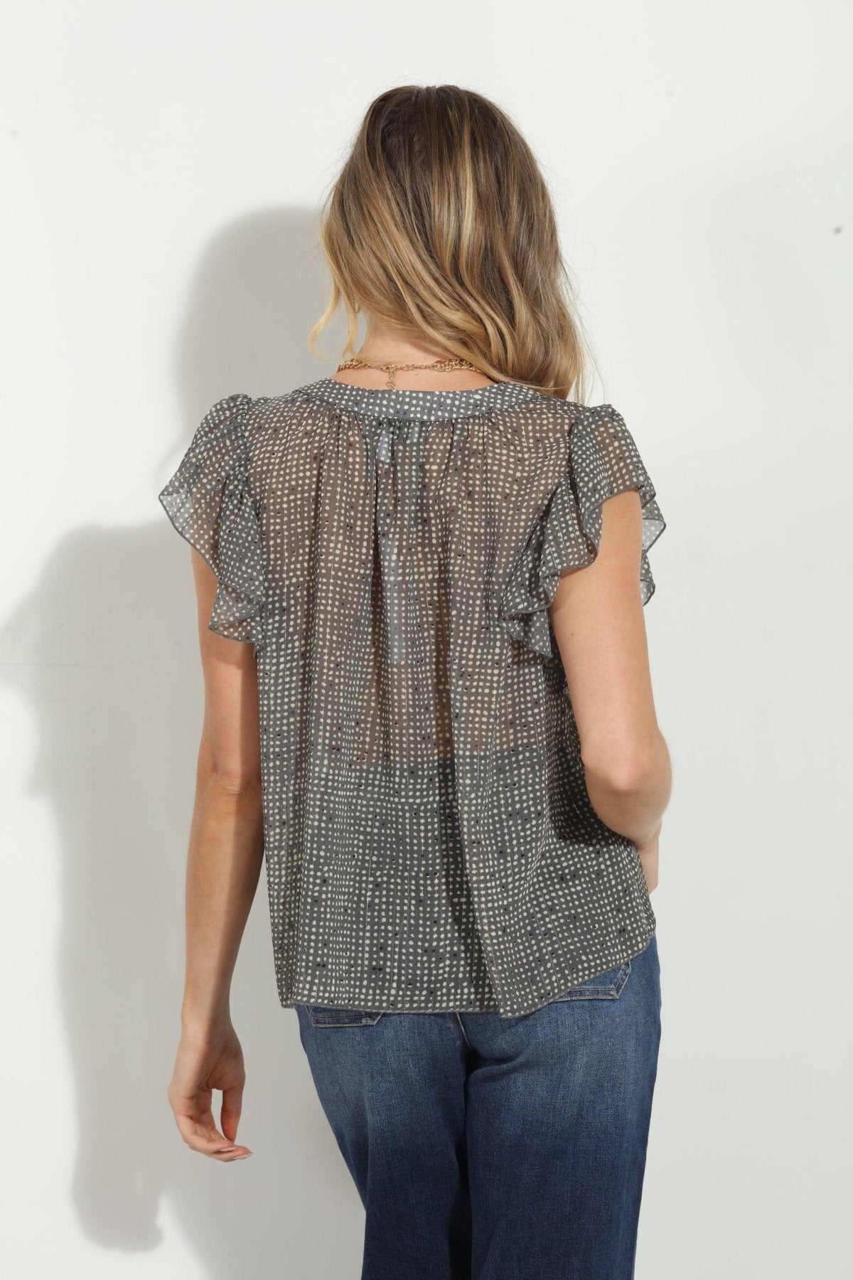 Dayna Chiffon Split Neck Top-FINAL SALE