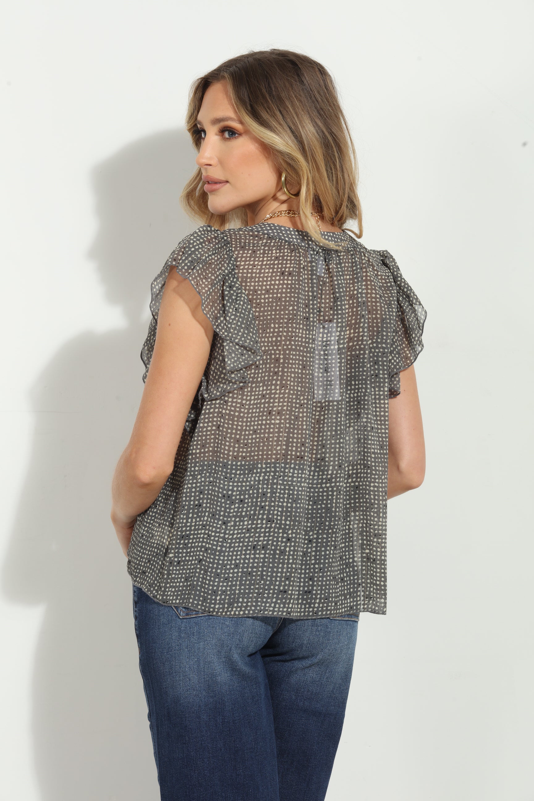 Dayna Chiffon Split Neck Top