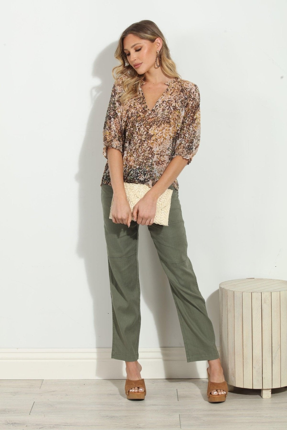 Karisa Split Neck Blouse-FINAL SALE
