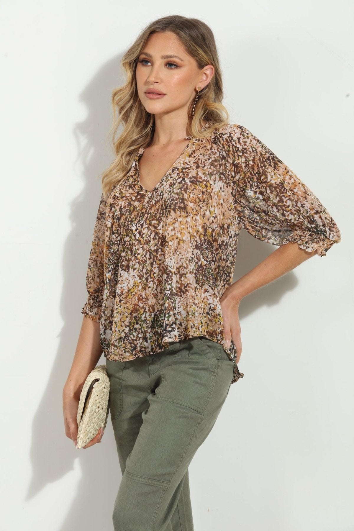 Karisa Split Neck Blouse-FINAL SALE