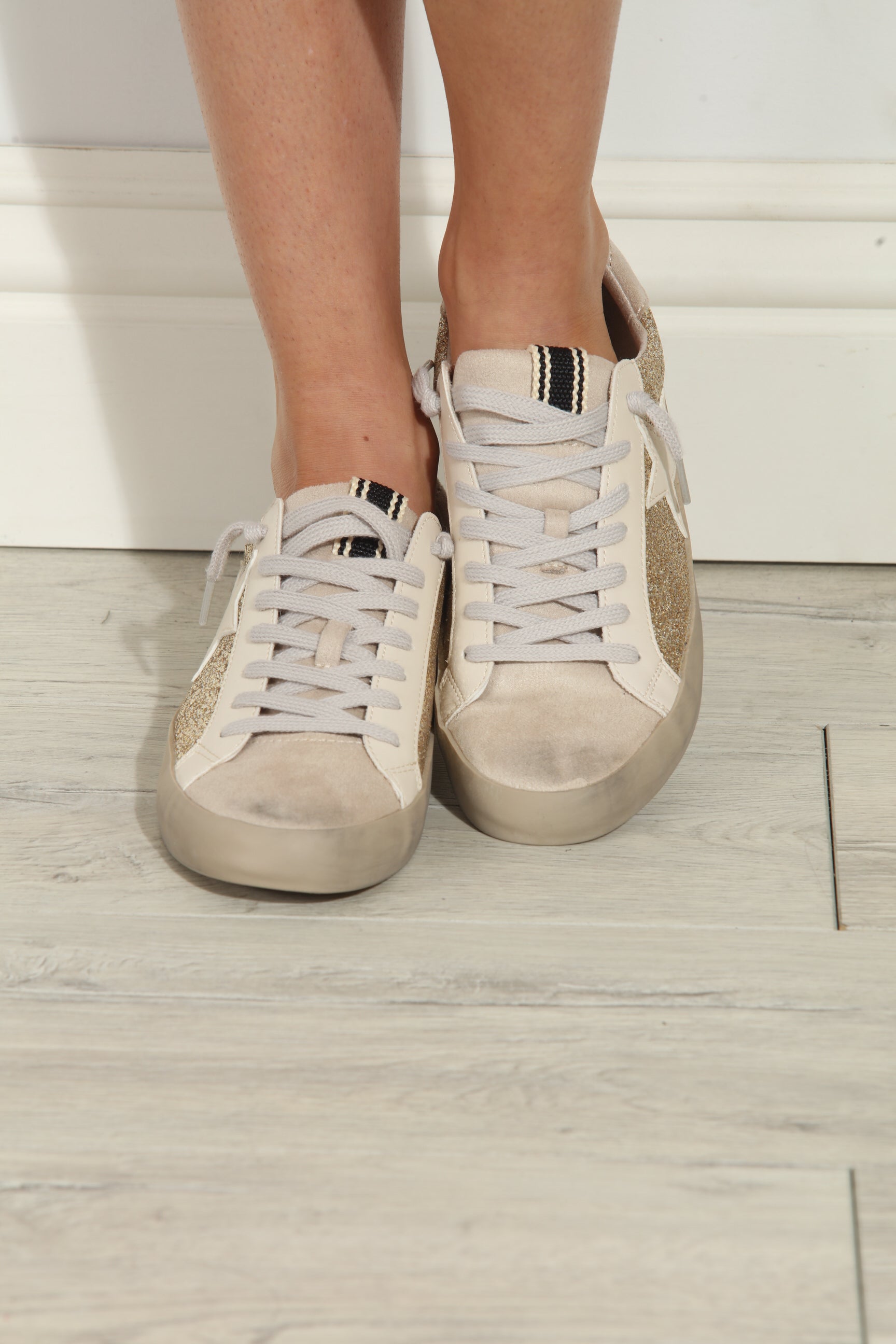 Paula Gold Glitter Sneakers
