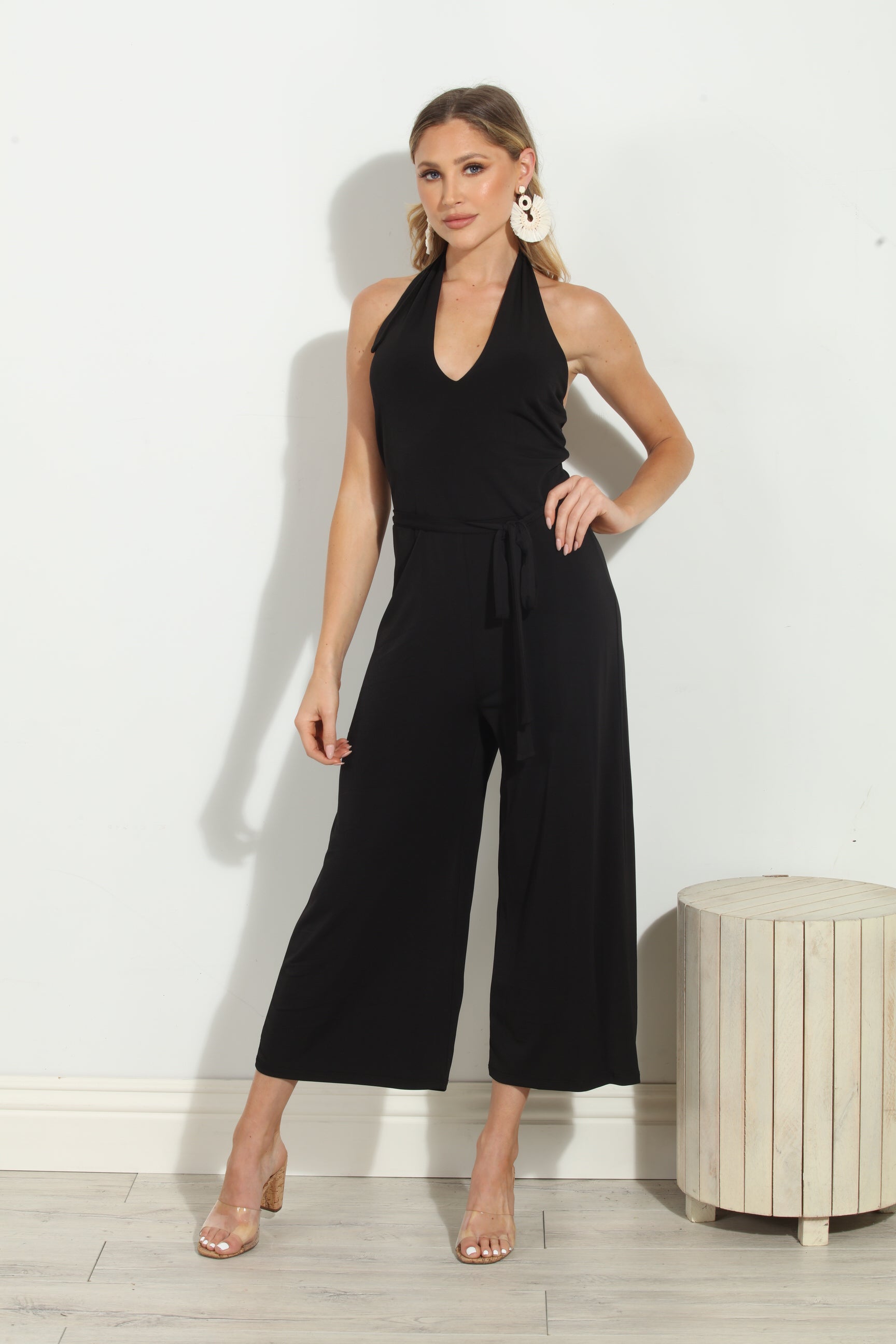 Adjustable Halter Culotte Jumpsuit-FINAL SALE