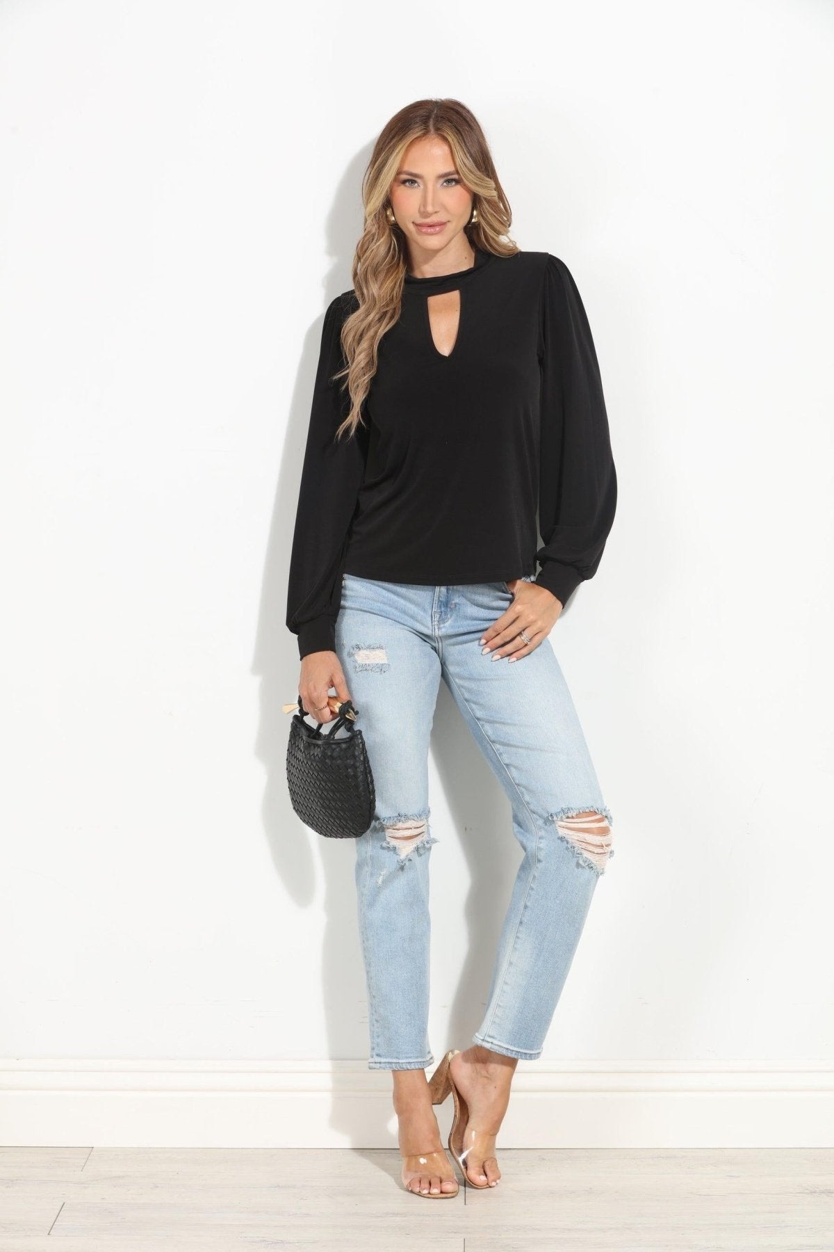 Black Stretch Keyhole Top-BEST SELLER