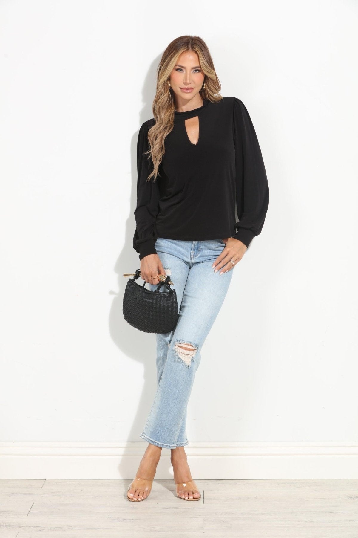 Black Stretch Keyhole Top-BEST SELLER