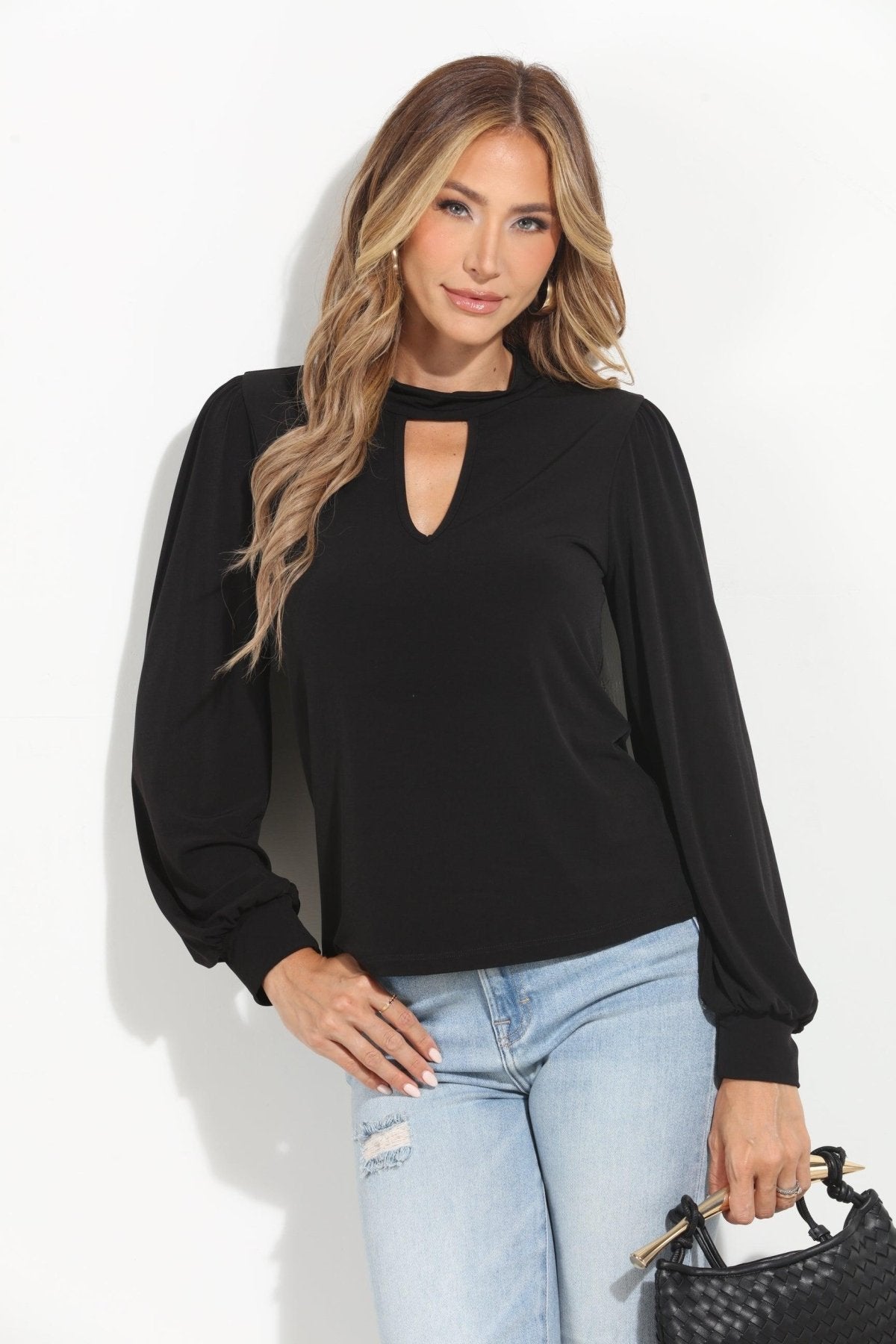 Black Stretch Keyhole Top-BEST SELLER