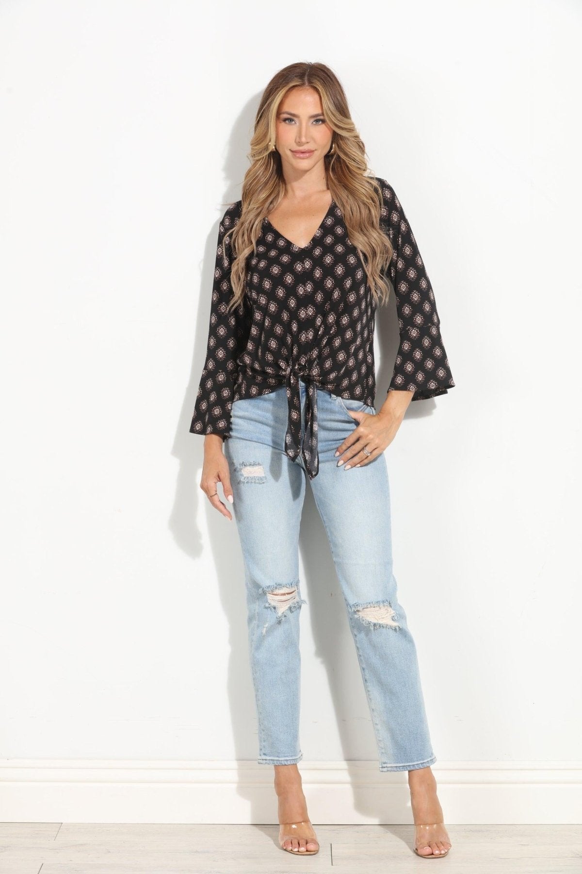 Thalia Stretch Bell Sleeve Top-BEST SELLER