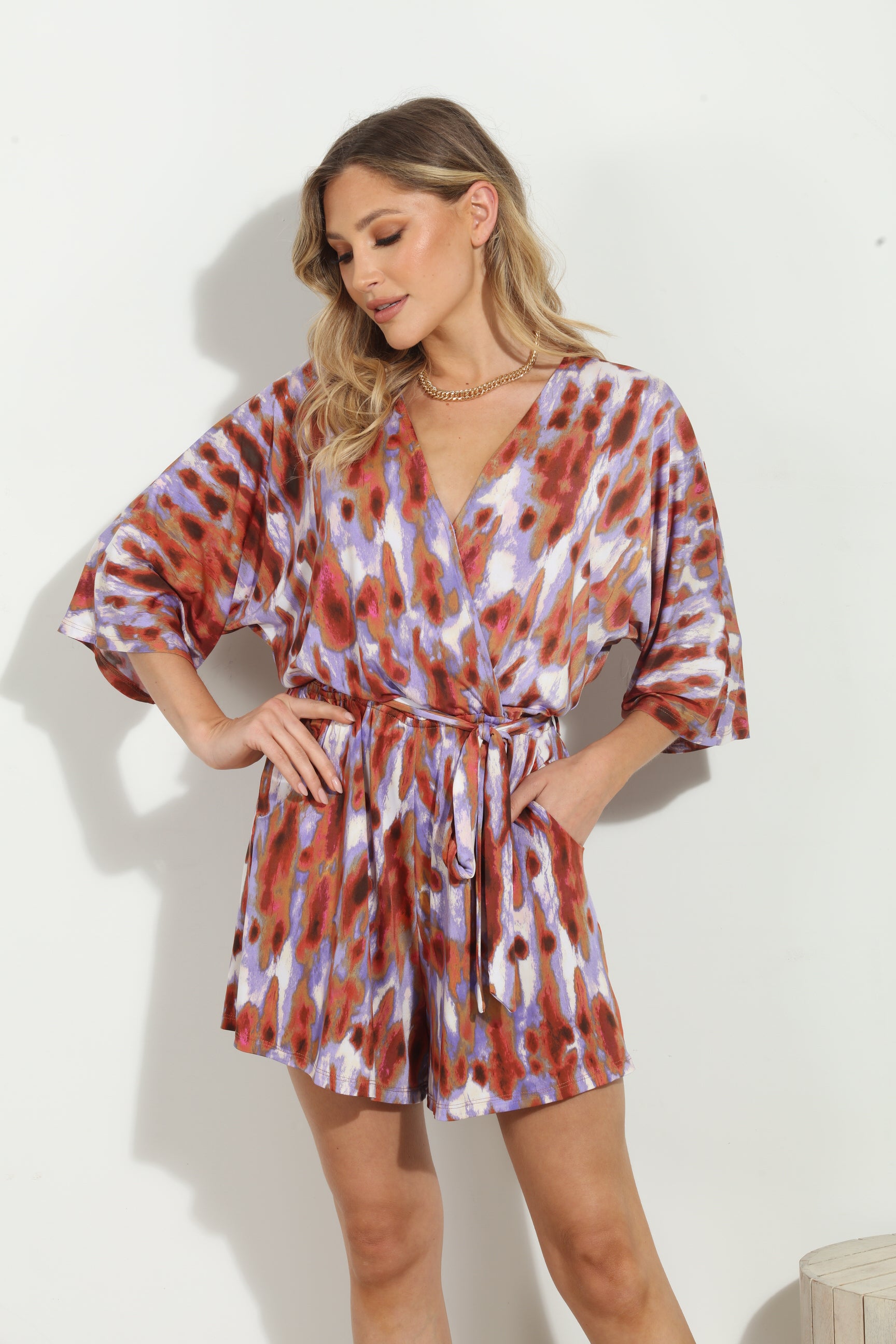 Kirin Kimono Sleeve Stretch Romper - BEST SELLER