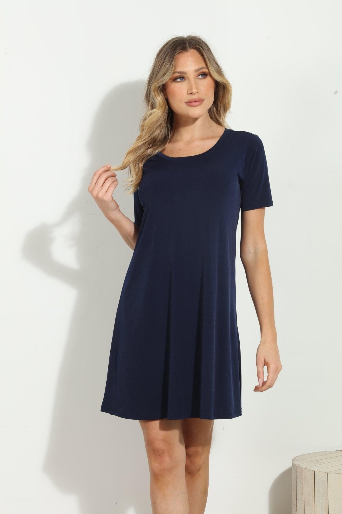 Navy ITY Stretch Swing Dress-BEST SELLER