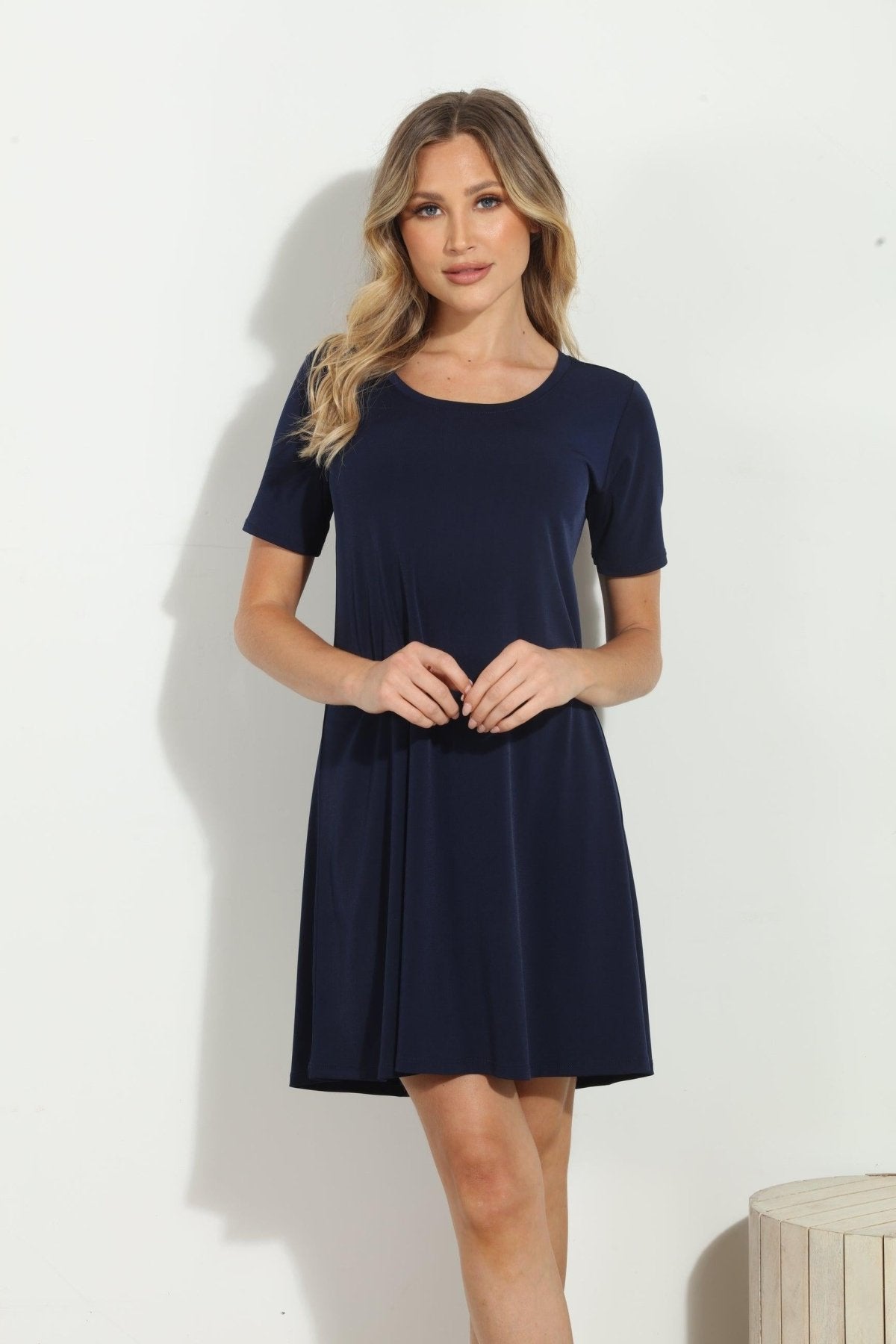 Navy ITY Stretch Swing Dress-BEST SELLER