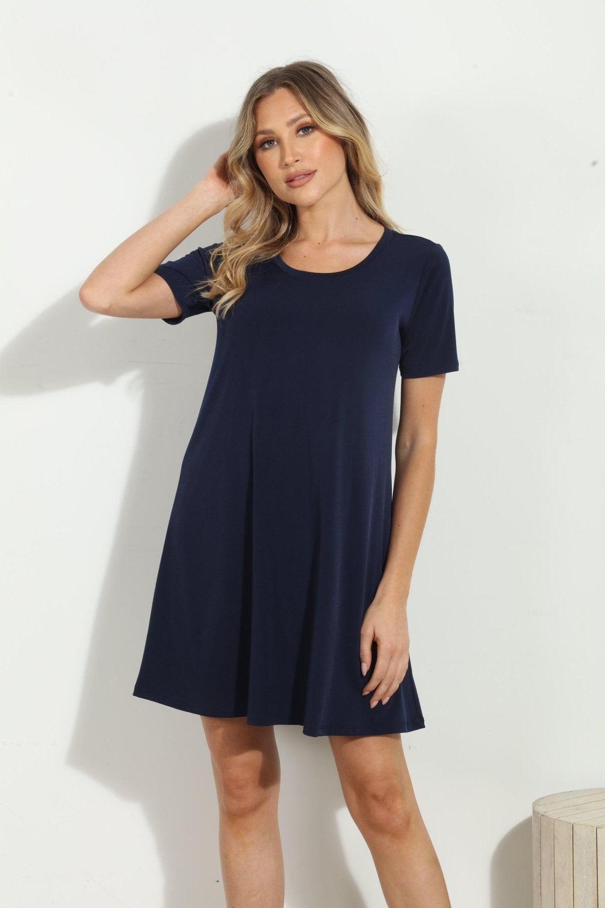 Navy ITY Stretch Swing Dress-BEST SELLER