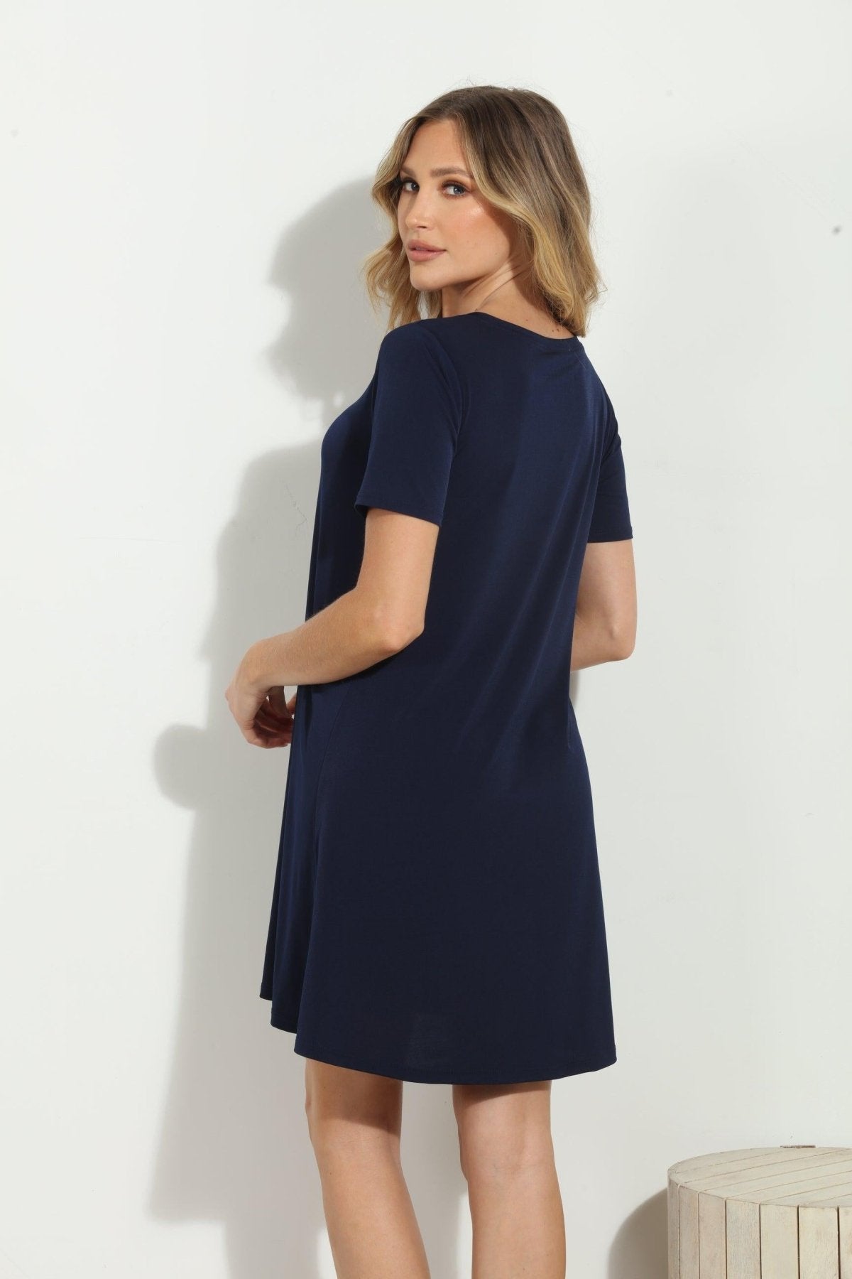 Navy ITY Stretch Swing Dress-BEST SELLER