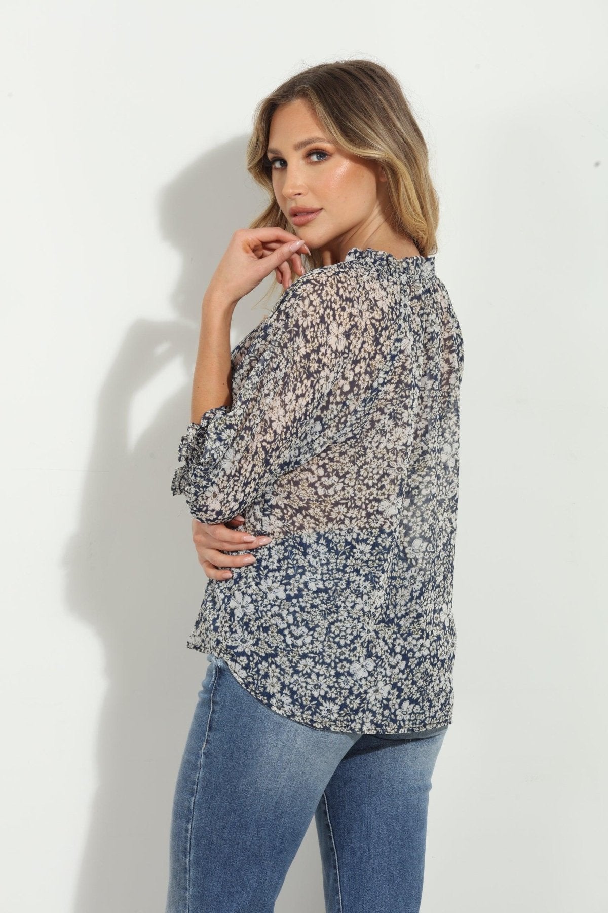 Lisa Split Neck Blouse-FINAL SALE