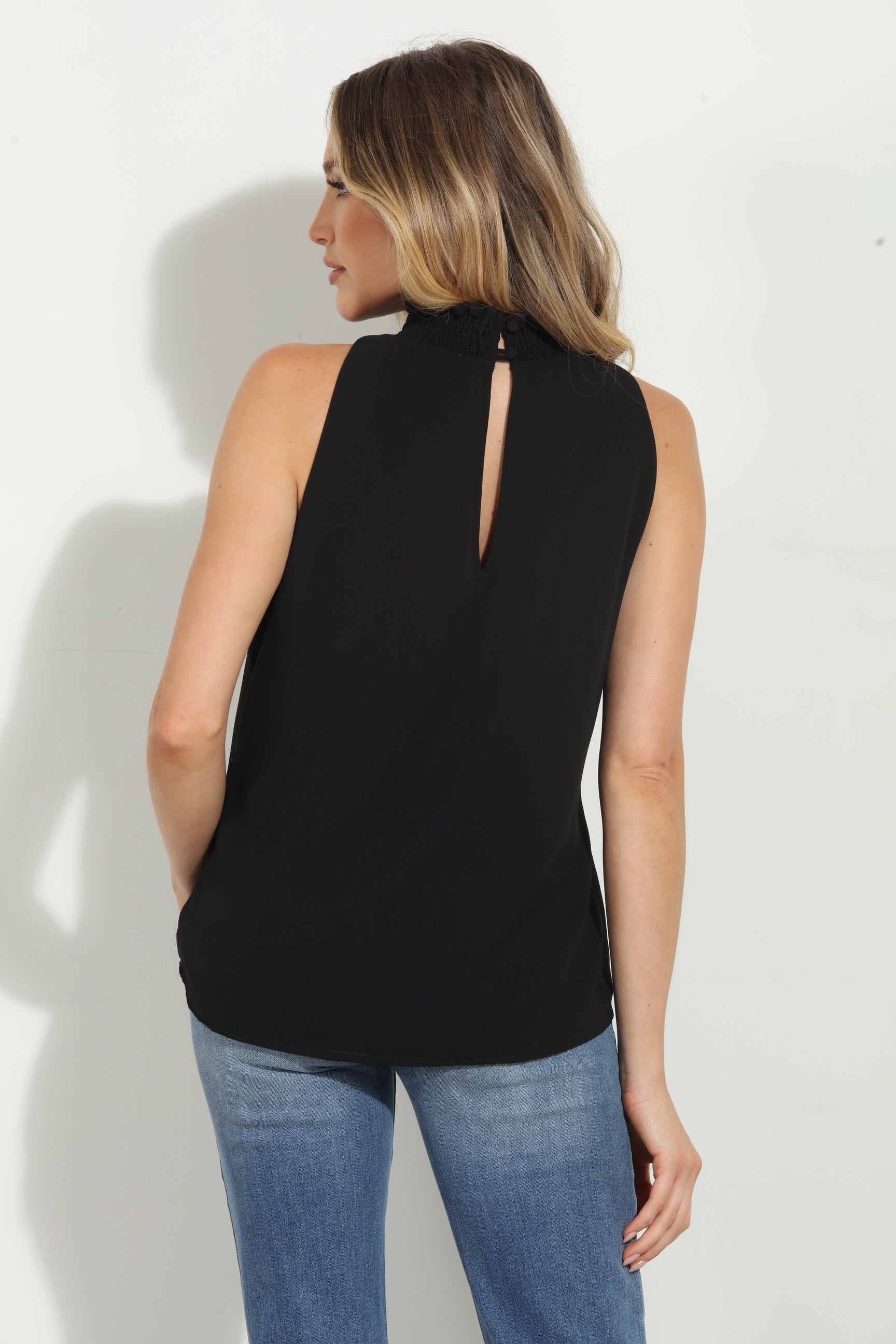 Black Hi-Neck Stretch Tank
