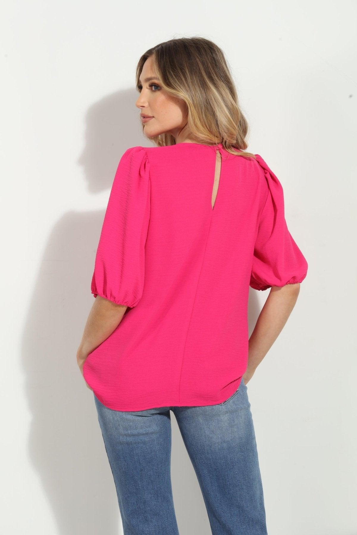 Fuchsia Airflow Puff Sleeve Top-FINAL SALE