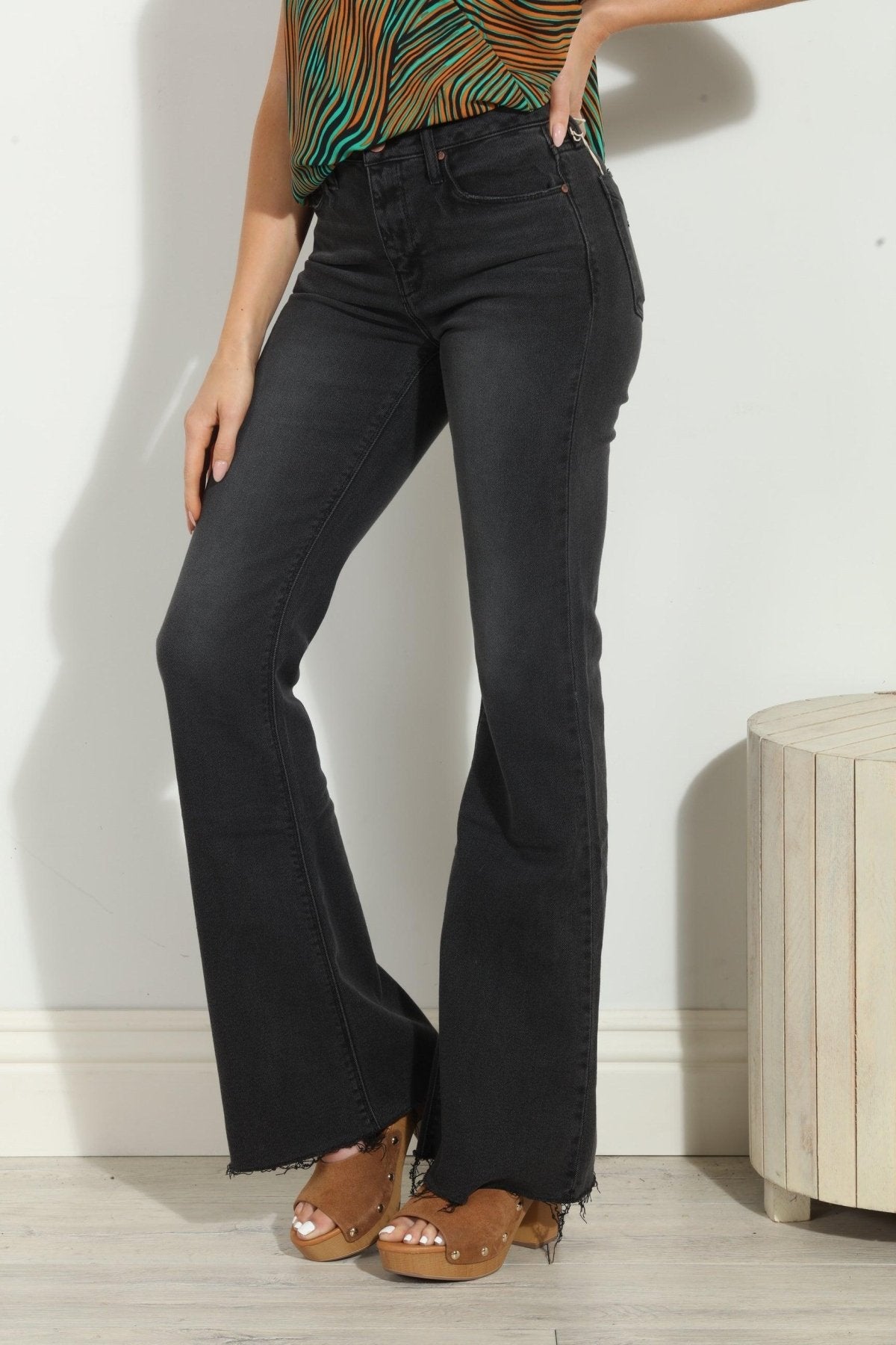 Unpublished Distressed Janet Flare Jean- Black - FINAL SALE
