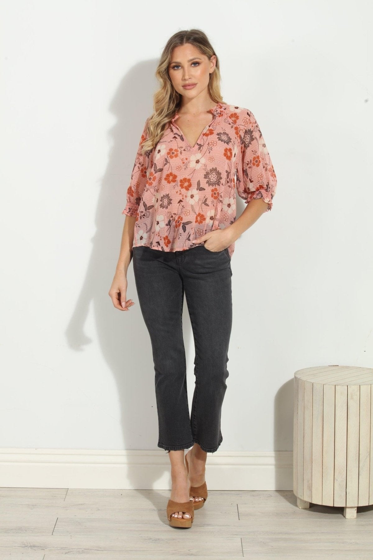Georgia Split Neck Blouse-FINAL SALE