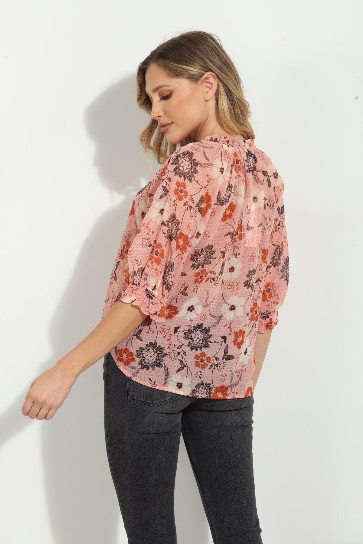 Georgia Split Neck Blouse-FINAL SALE