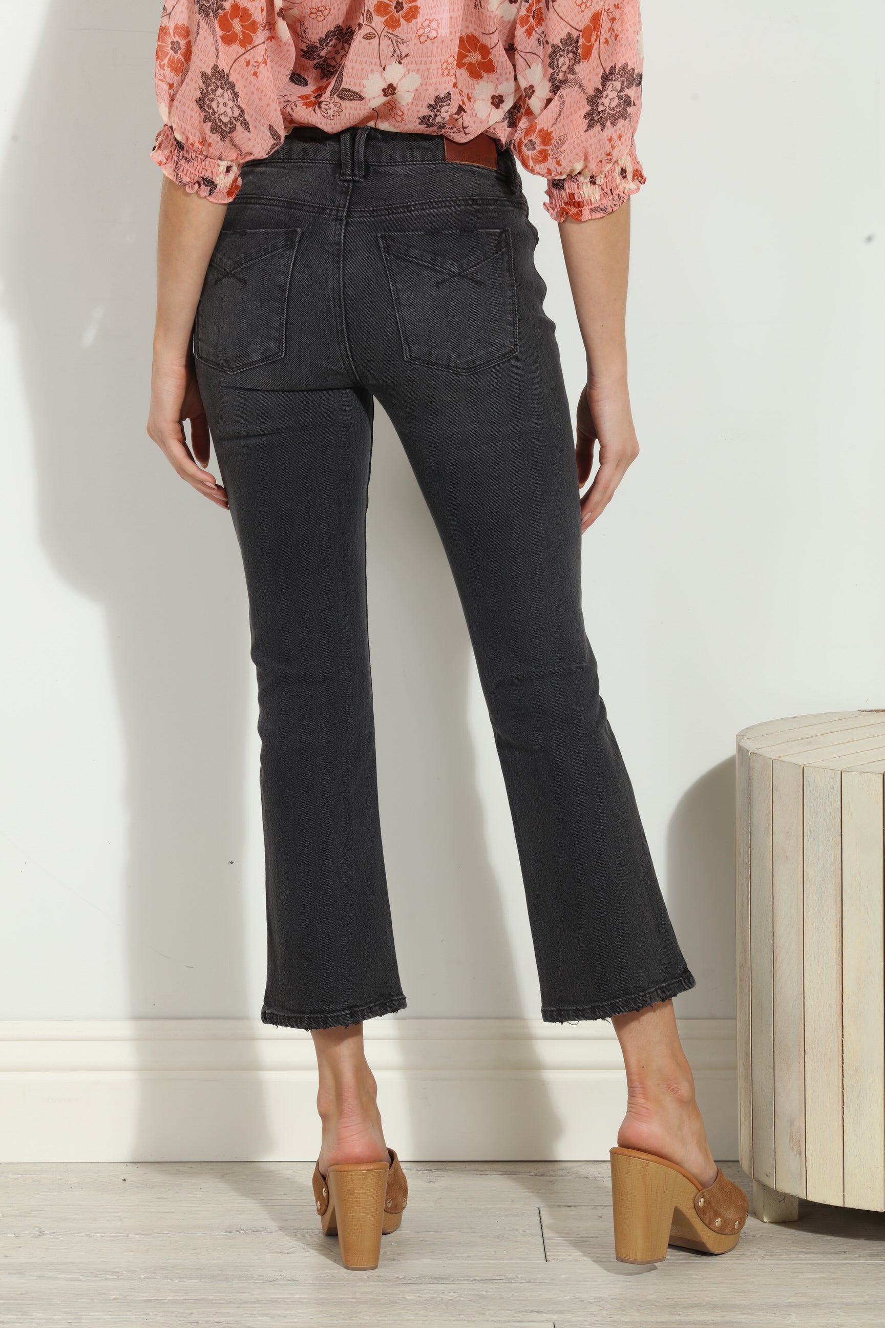 Unpublished Cropped Demi Flare Jeans -Coal-FINAL SALE