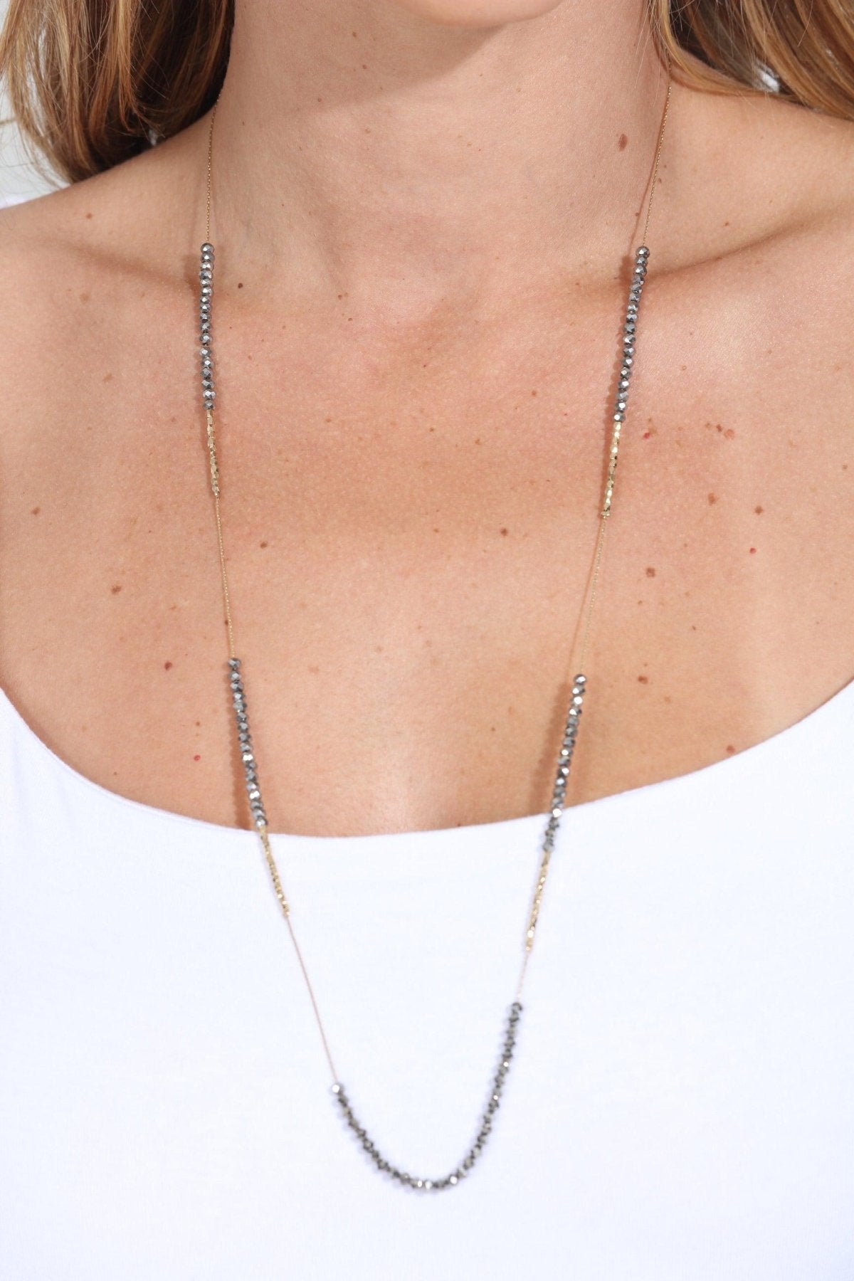 Grey Sparkle Long Neckace
