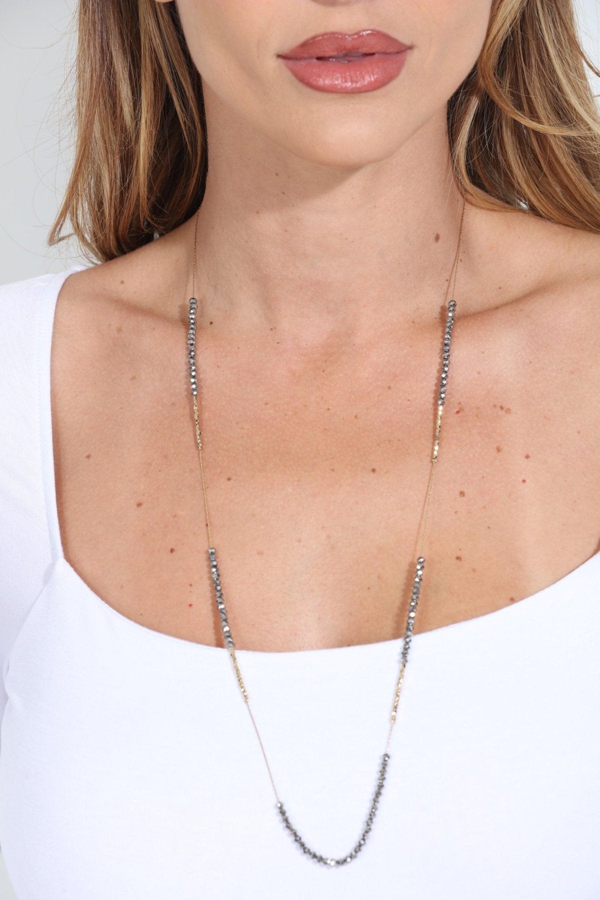 Grey Sparkle Long Neckace