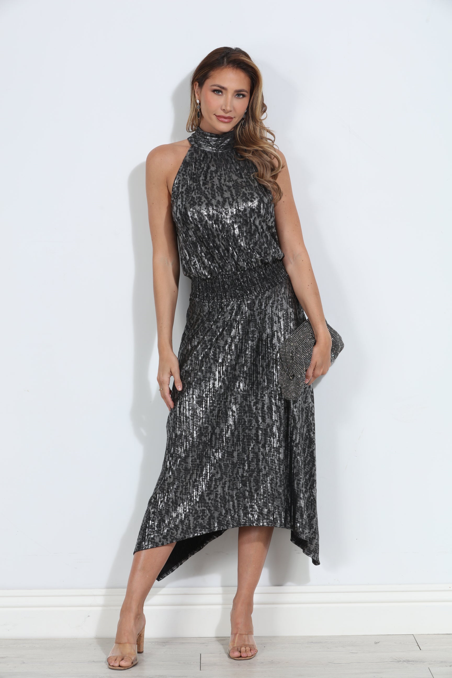 Gina Printed Halter Dress