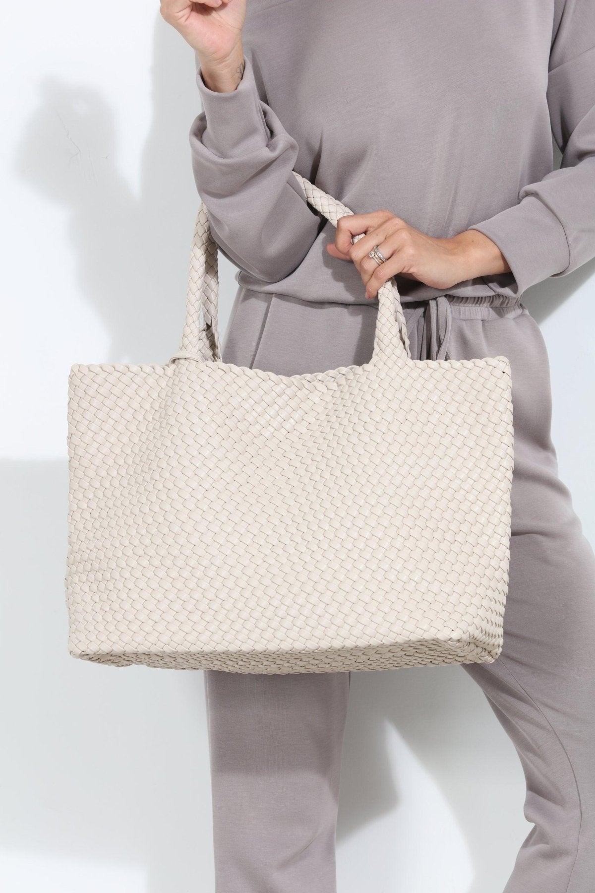 Solana Woven Tote- Latte