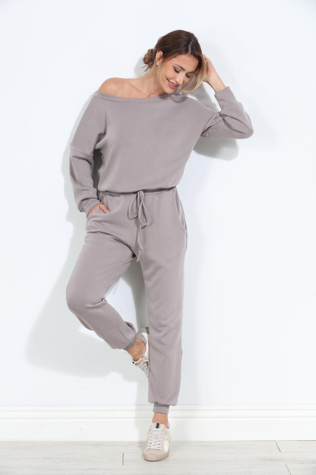 Taupe Soft Stretch Jumpsuit-FINAL SALE