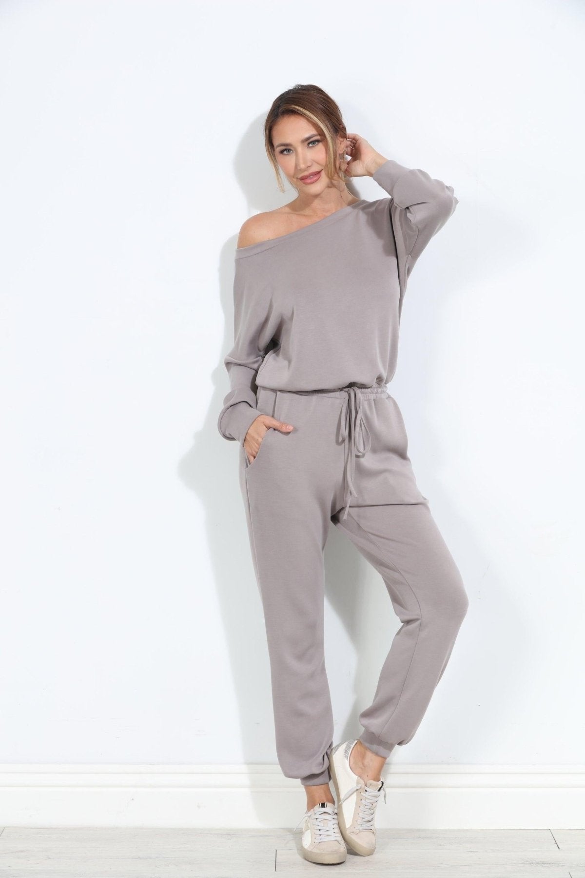 Taupe Soft Stretch Jumpsuit-FINAL SALE