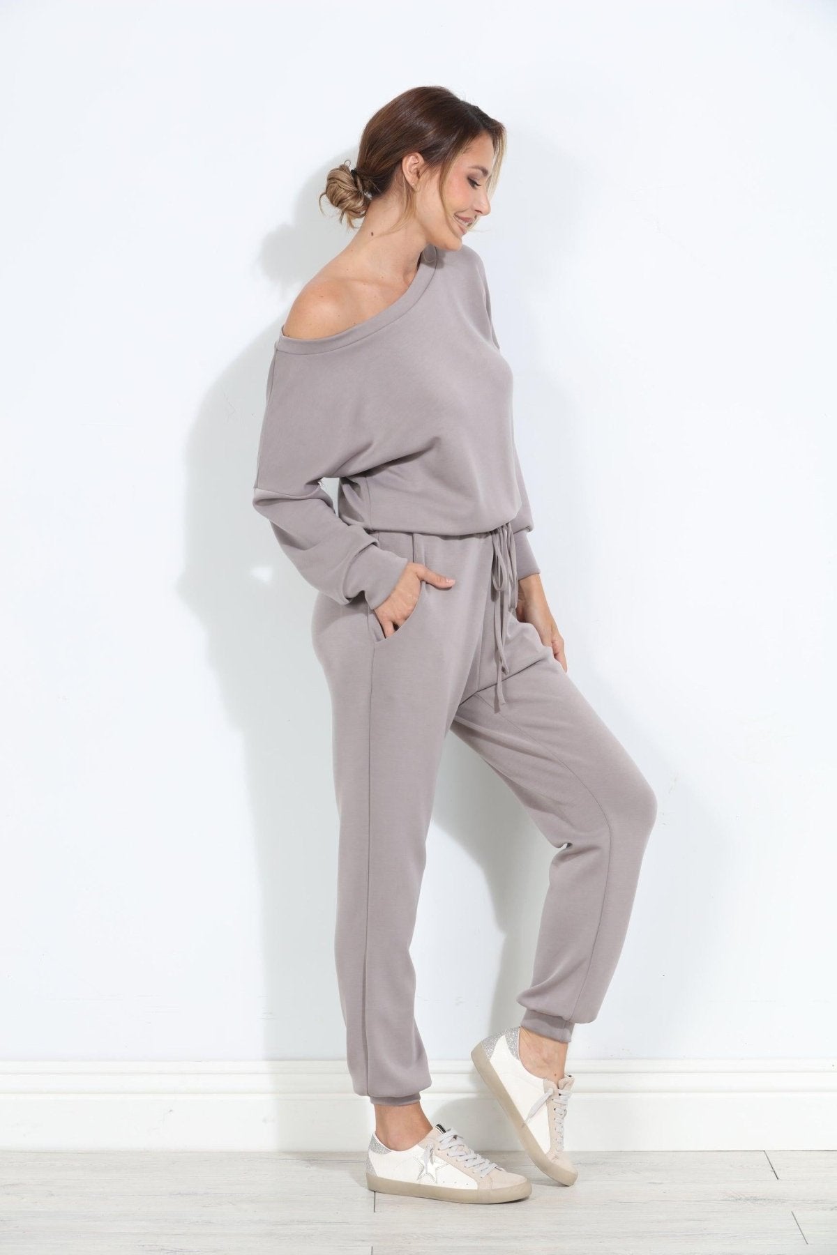 Taupe Soft Stretch Jumpsuit-FINAL SALE