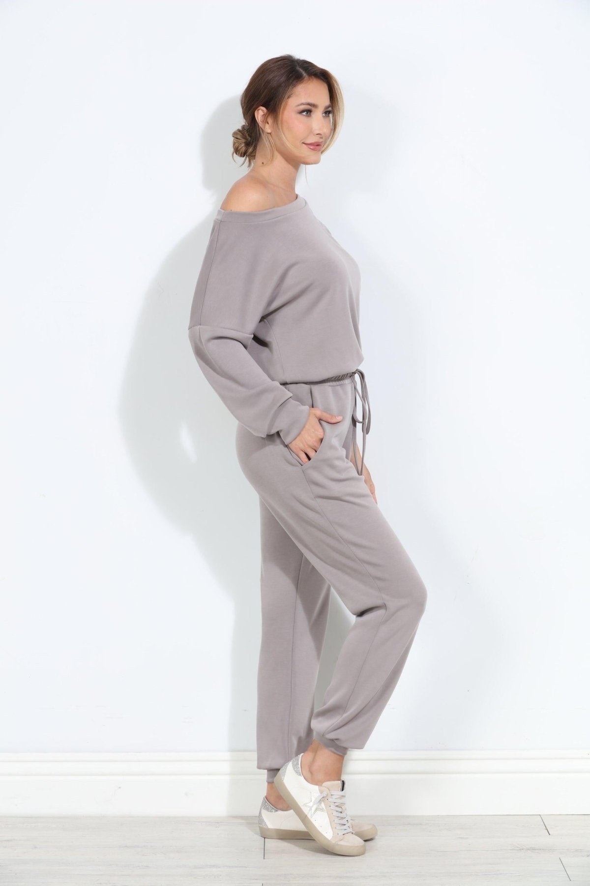 Taupe Soft Stretch Jumpsuit-FINAL SALE