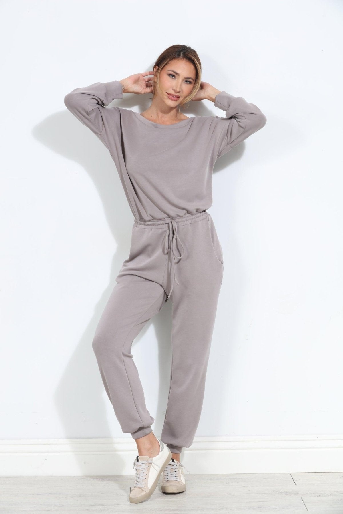 Taupe Soft Stretch Jumpsuit-FINAL SALE