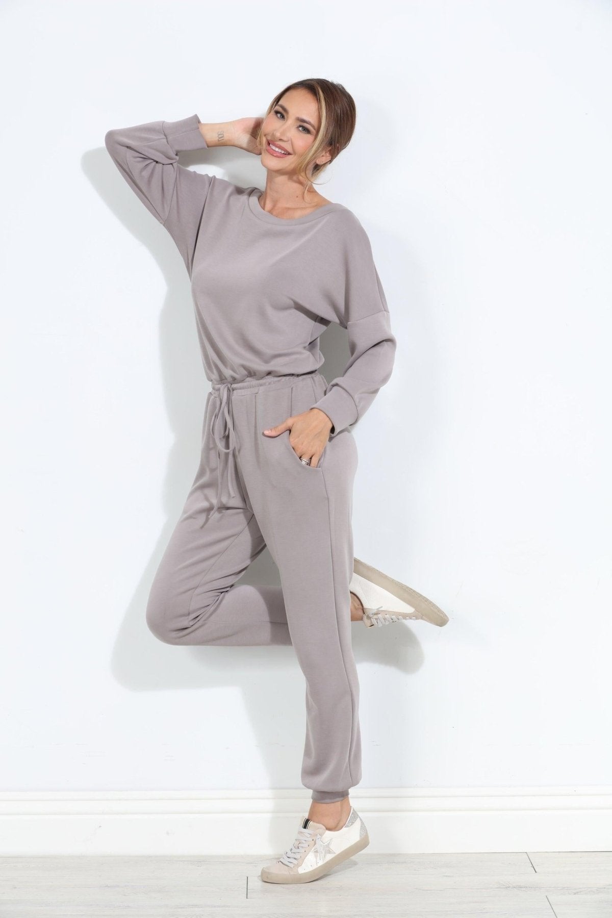 Taupe Soft Stretch Jumpsuit-FINAL SALE