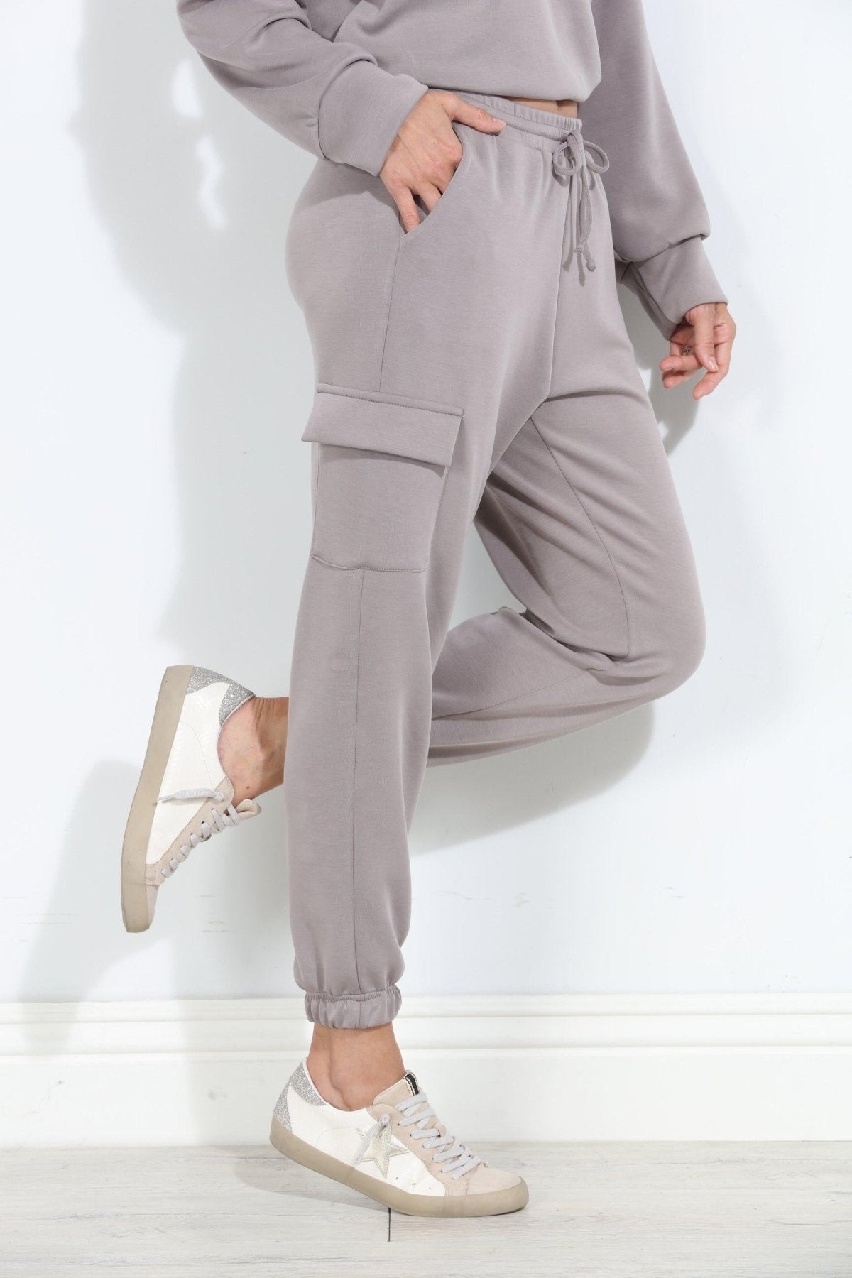 Taupe Soft Stretch Joggers-FINAL SALE