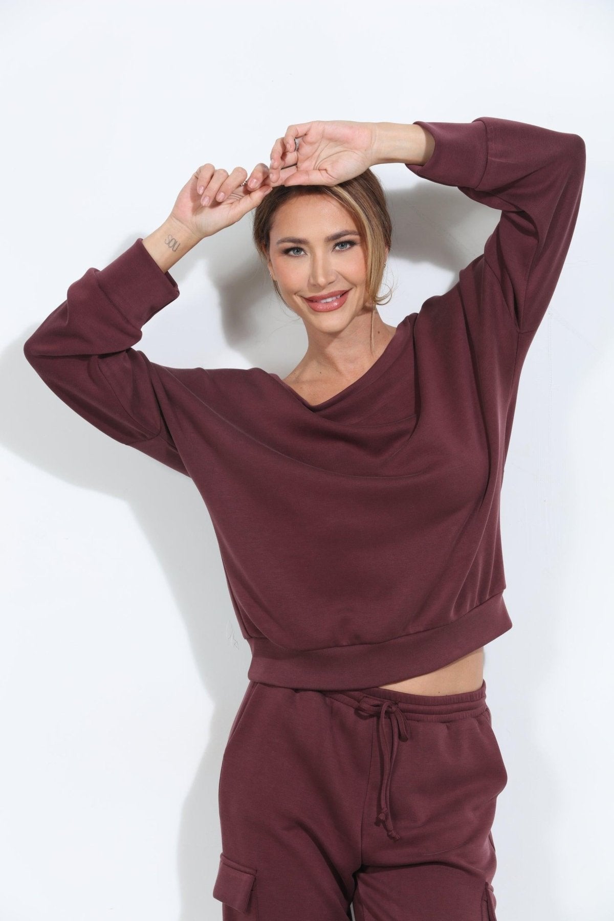 Wine Soft Stretch Sweatshirt-BEST SELLER