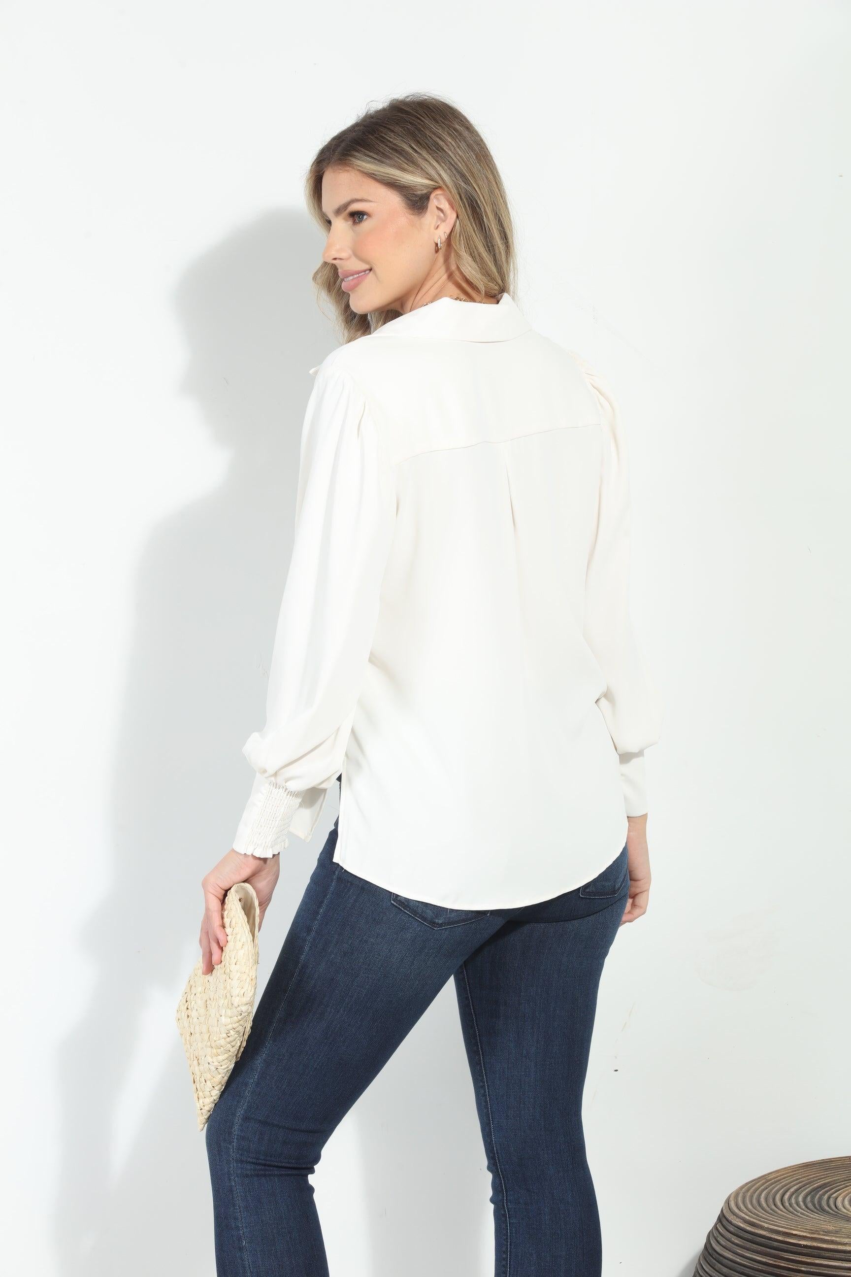 Ivory Politan Button Blouse