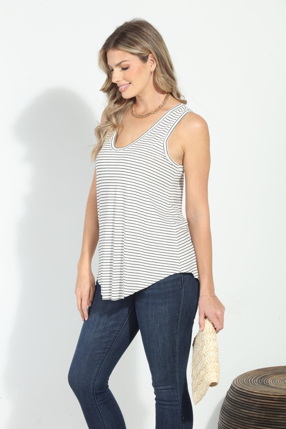 Easy Jersey Tank- Vonny Stripe-FINAL SALE