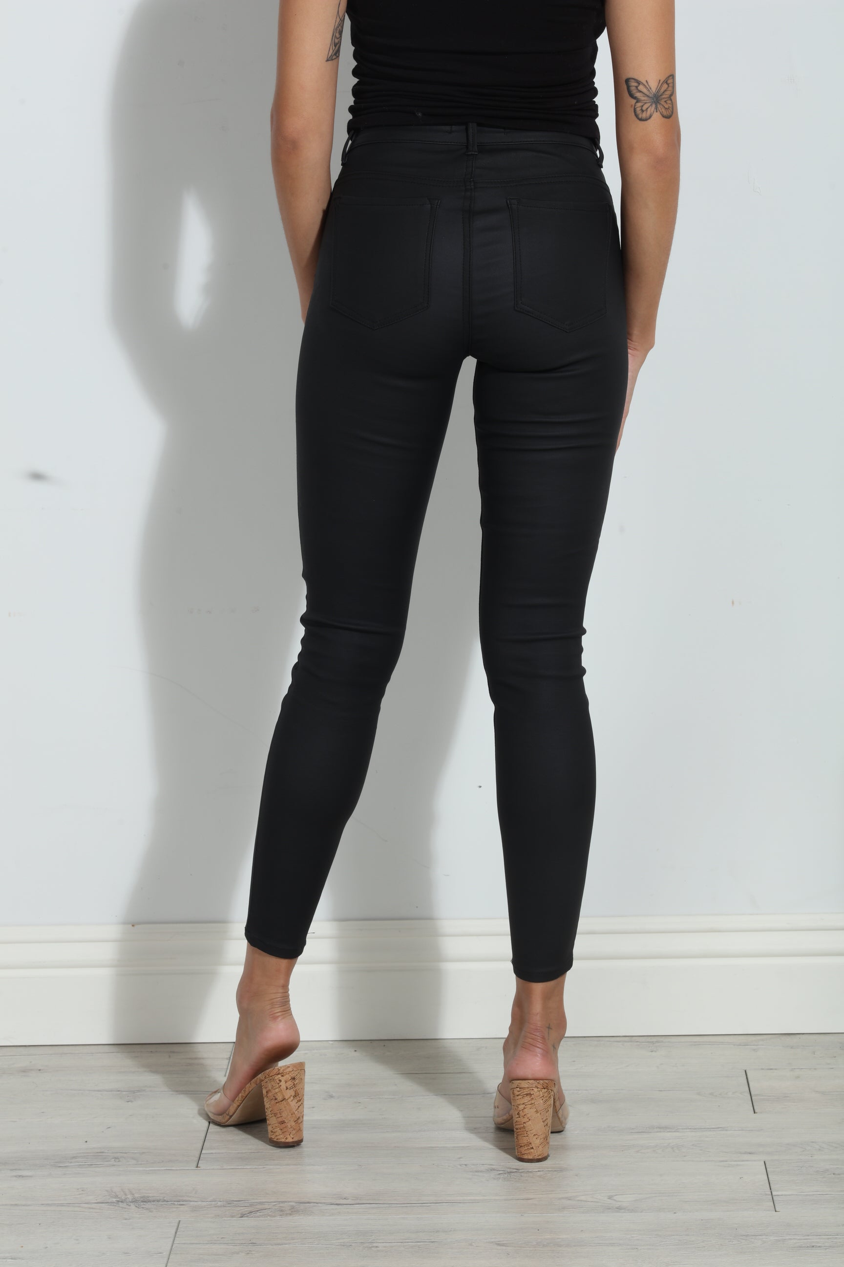 Tractr Olivia High Rise Skinny-Black Coated-BEST SELLER