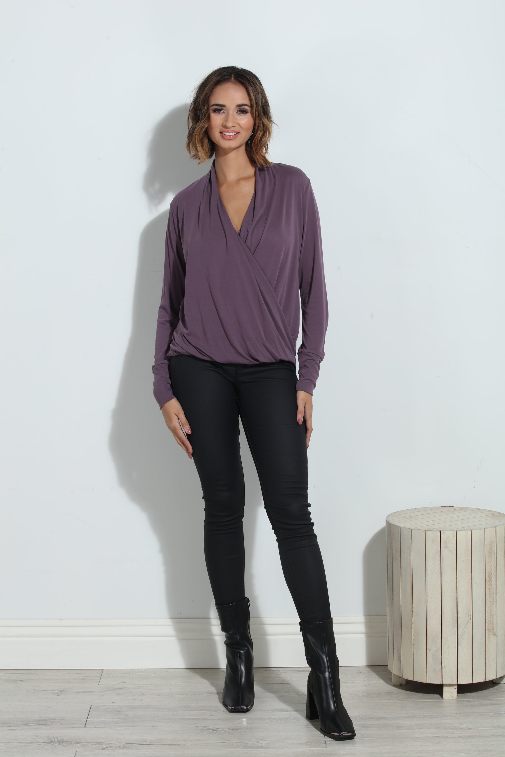 Quail Cupro Draped Surplice Top - BEST SELLER