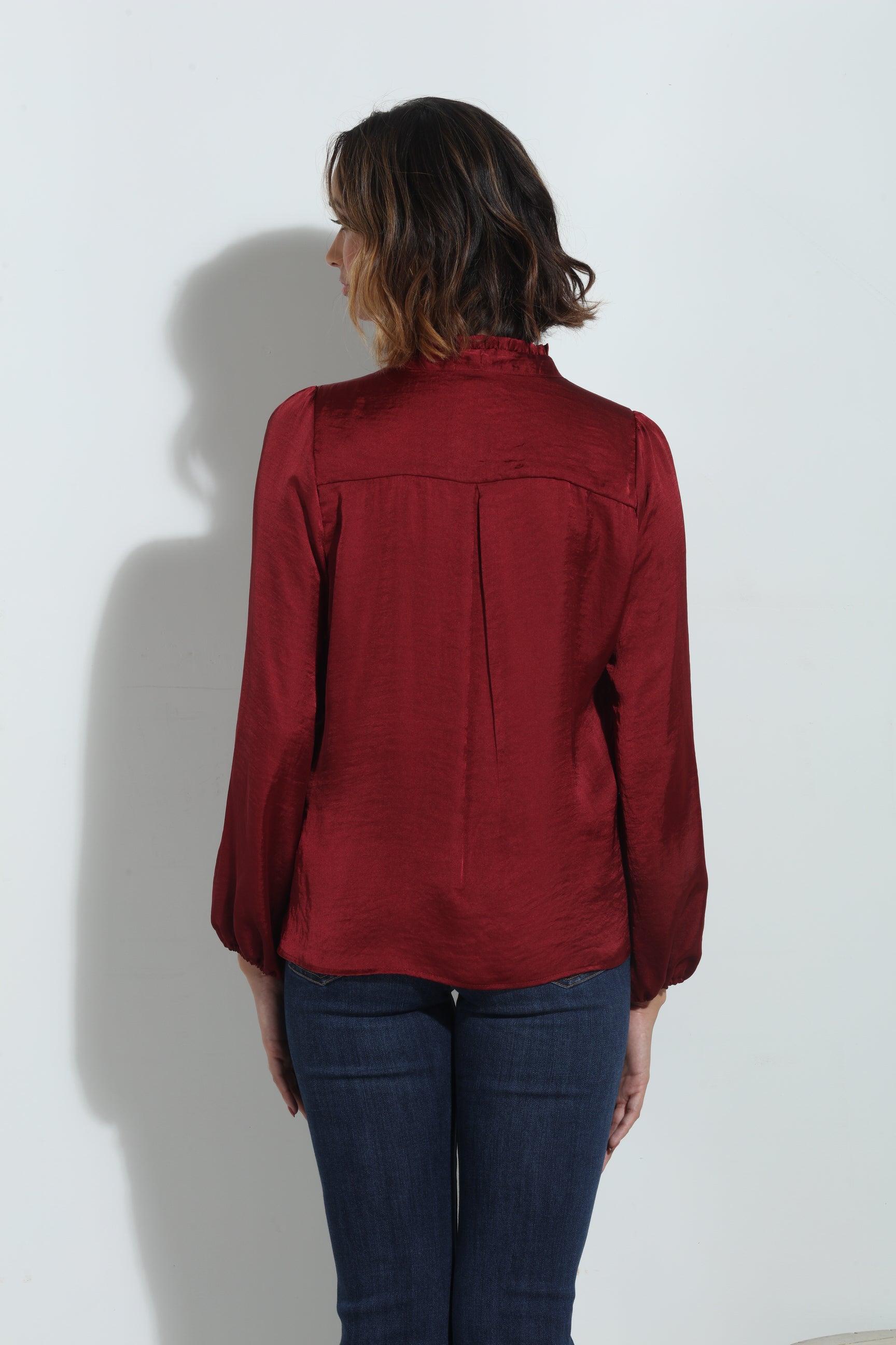 Ruby Satin Tie Neck Blouse