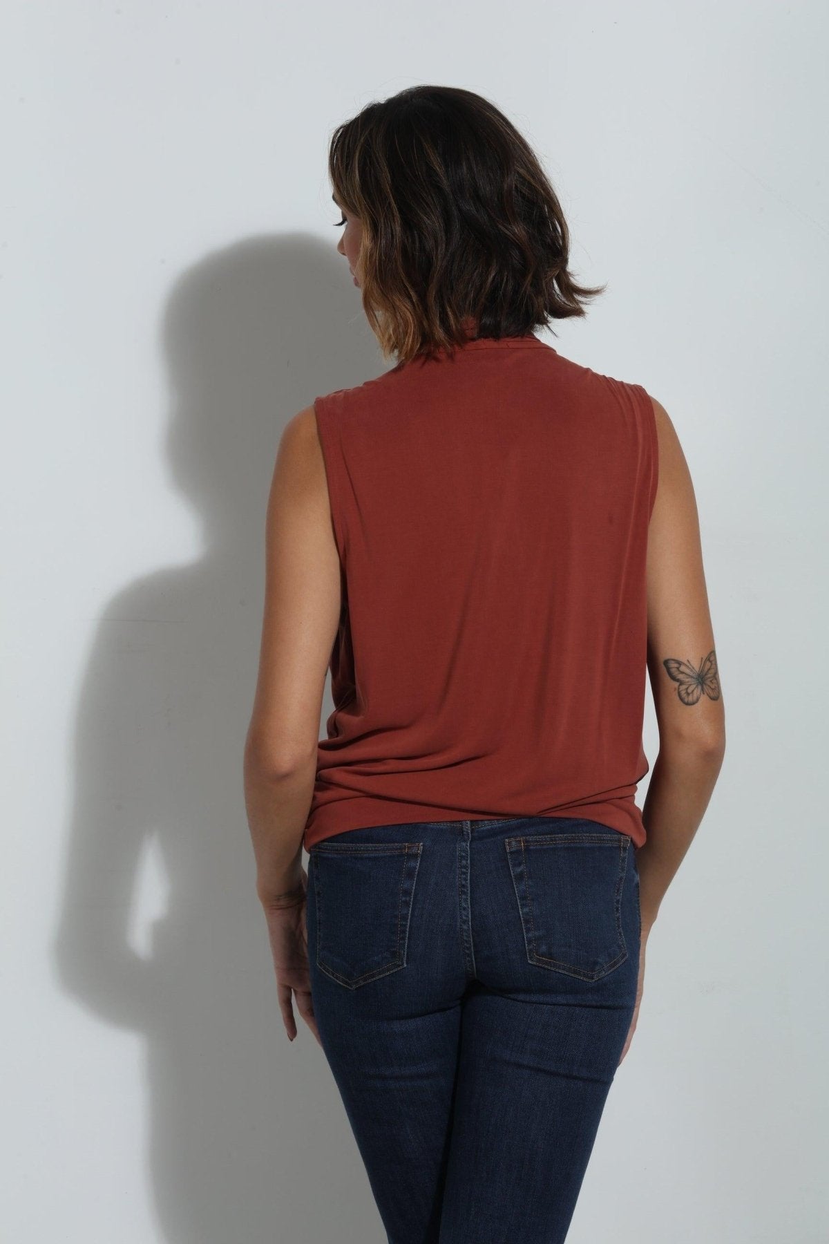 Spice Cupro Banded Surplice Tank-BEST SELLER