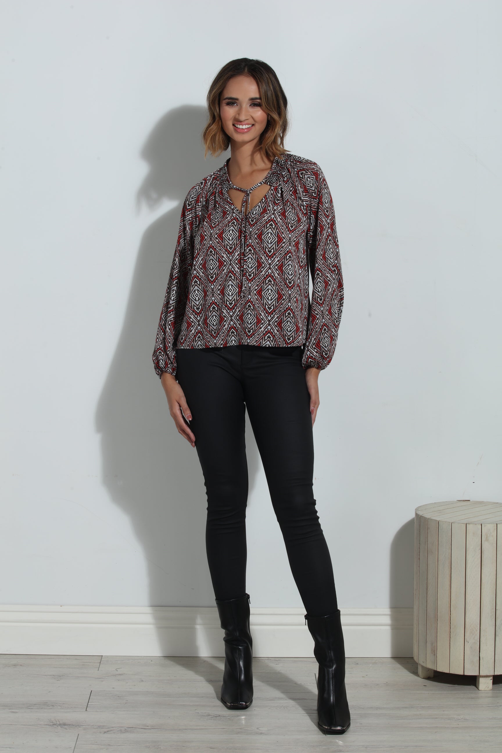 Shanae Smocked Neck Blouse