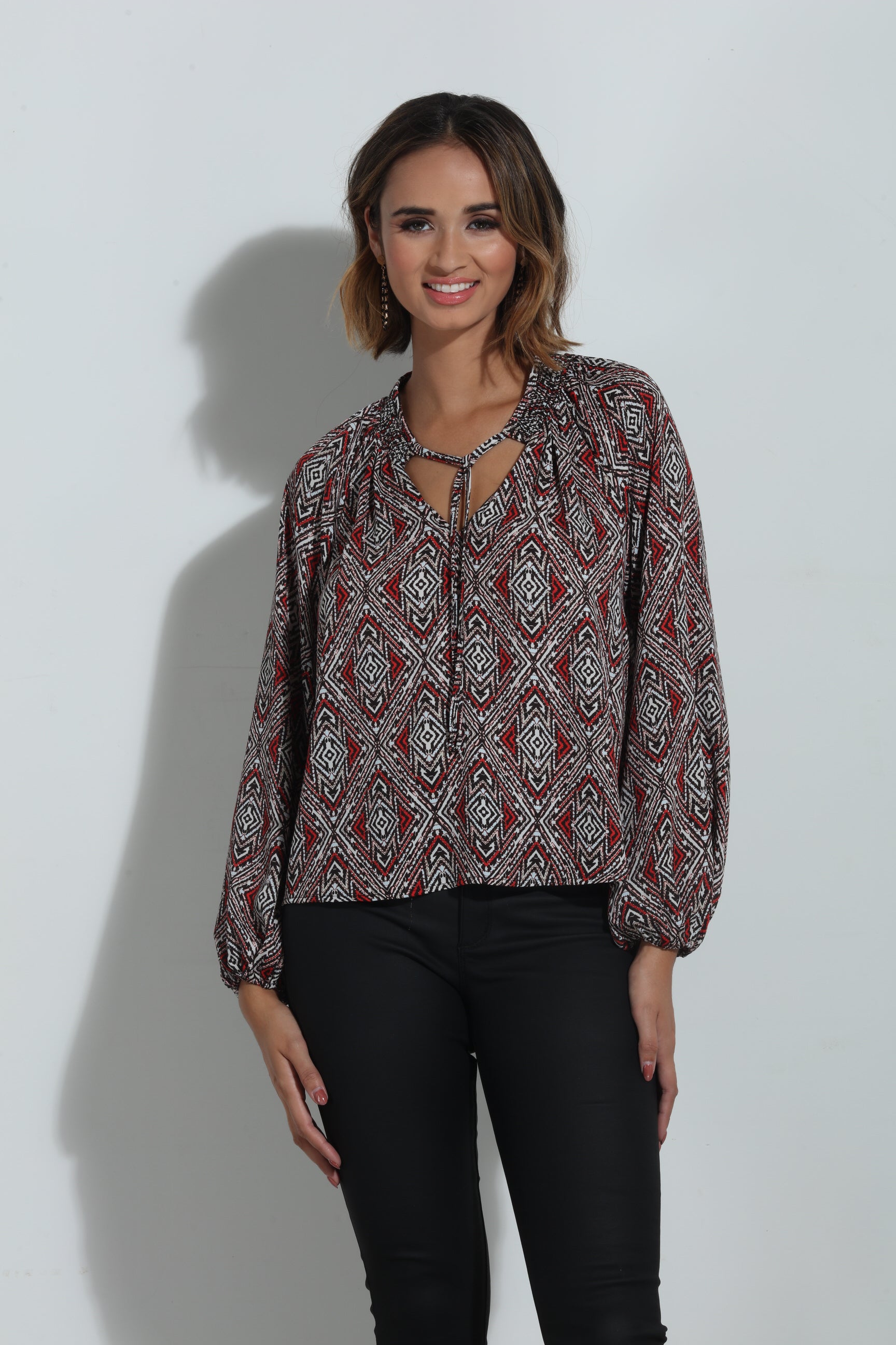 Shanae Smocked Neck Blouse
