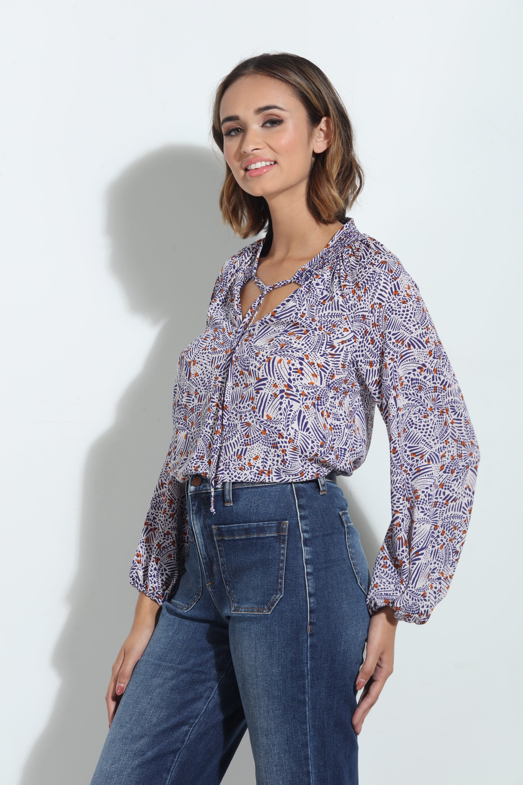 Ornella Smocked Neck Blouse