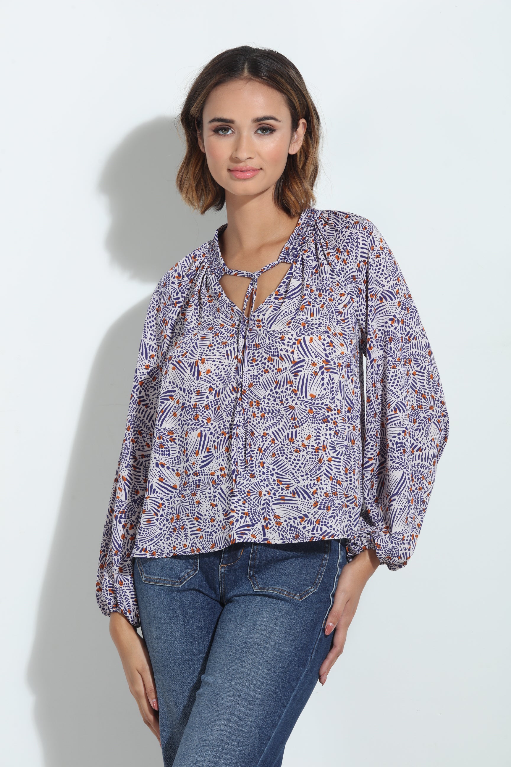 Ornella Smocked Neck Blouse
