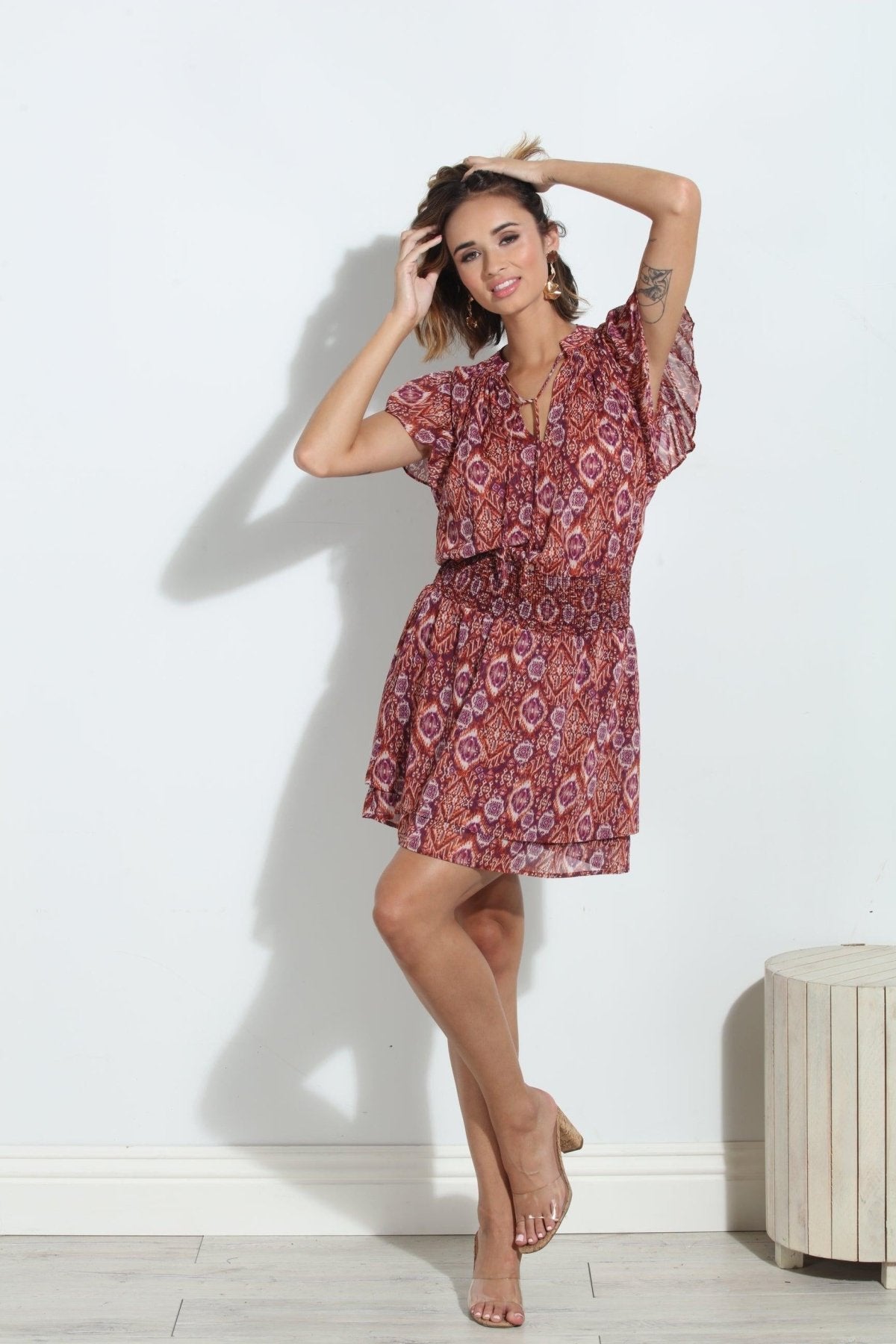 Nellly Short Sleeve Smocked Dress